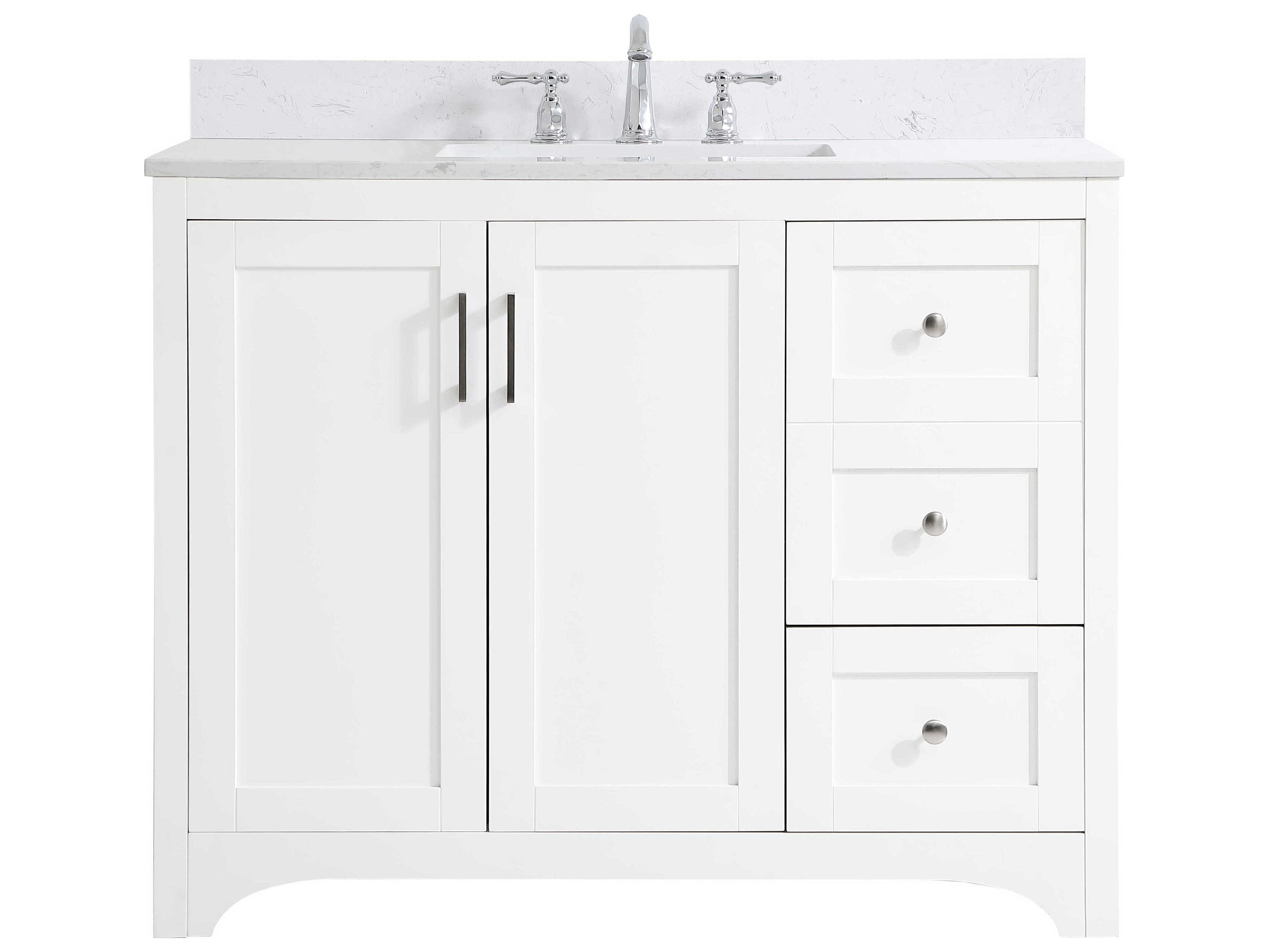Elegant Lighting Moore White 42" Vanity with Backsplash