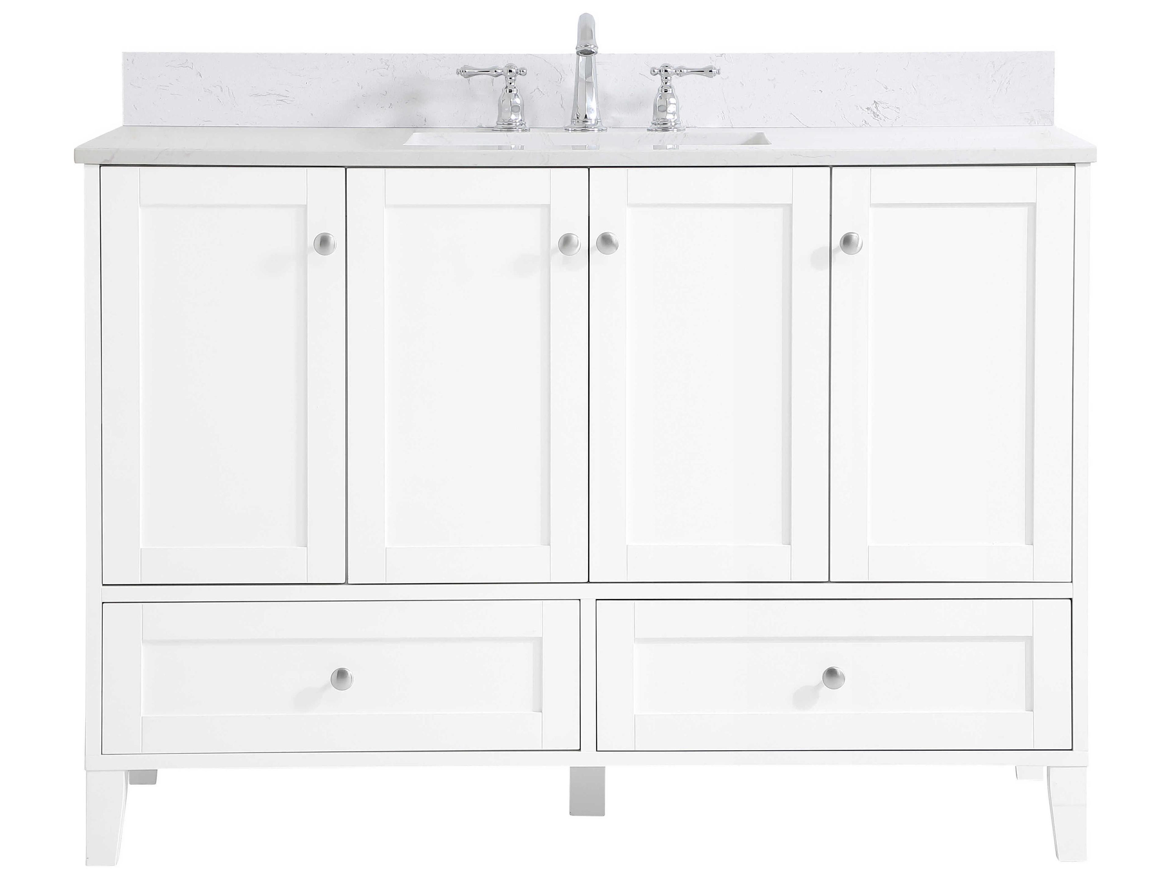 Elegant Lighting Sommerville White 48" Vanity with Backsplash