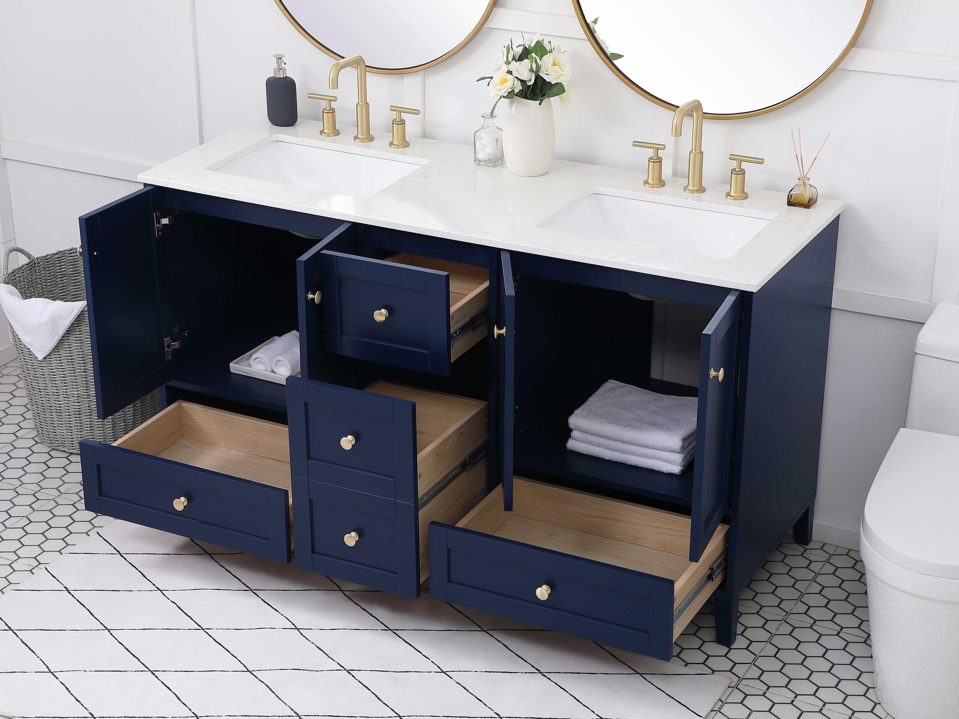 Elegant Lighting Sommerville Blue 60" Vanity