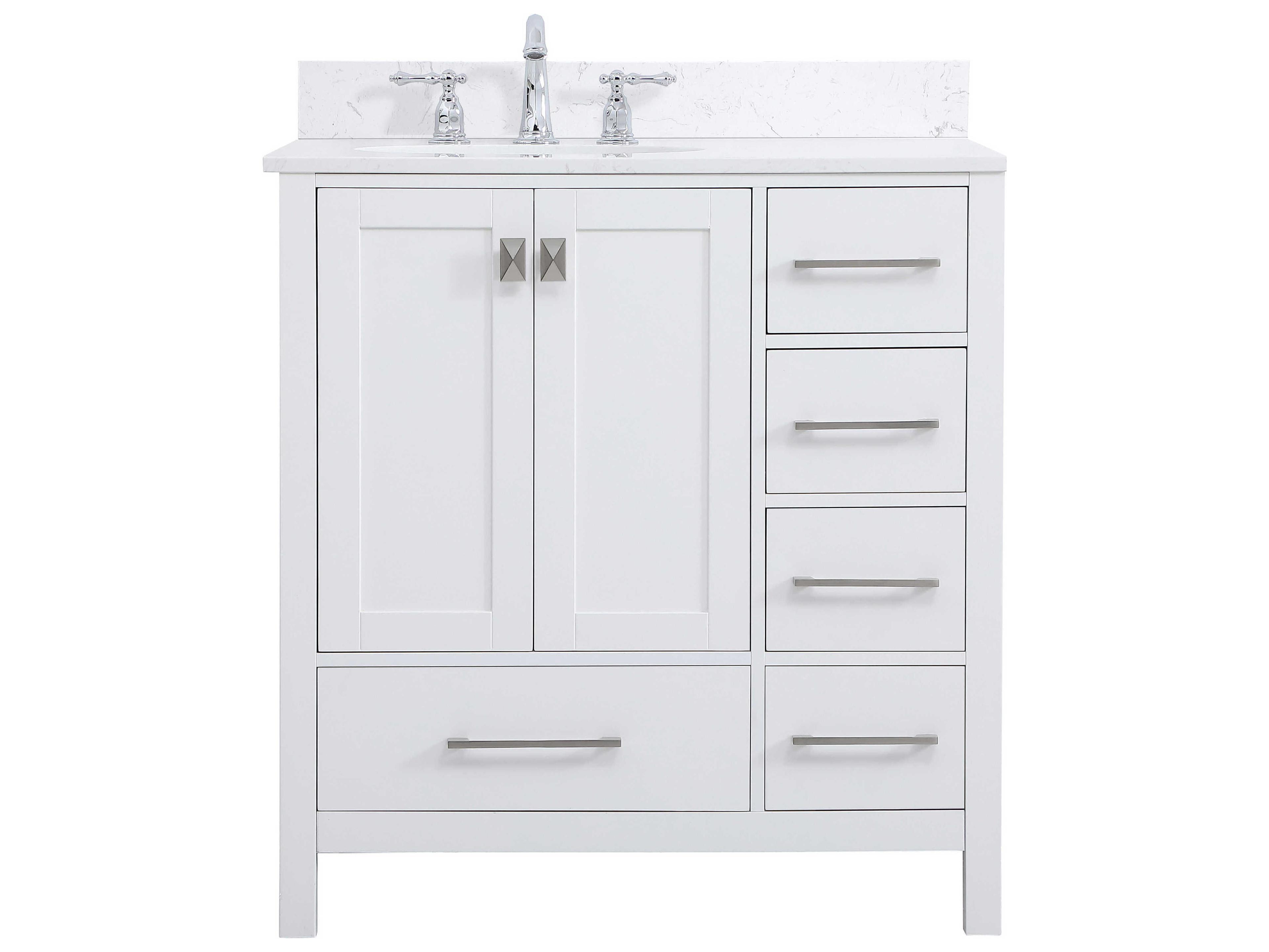 Elegant Lighting Irene White 32" Vanity with Backsplash