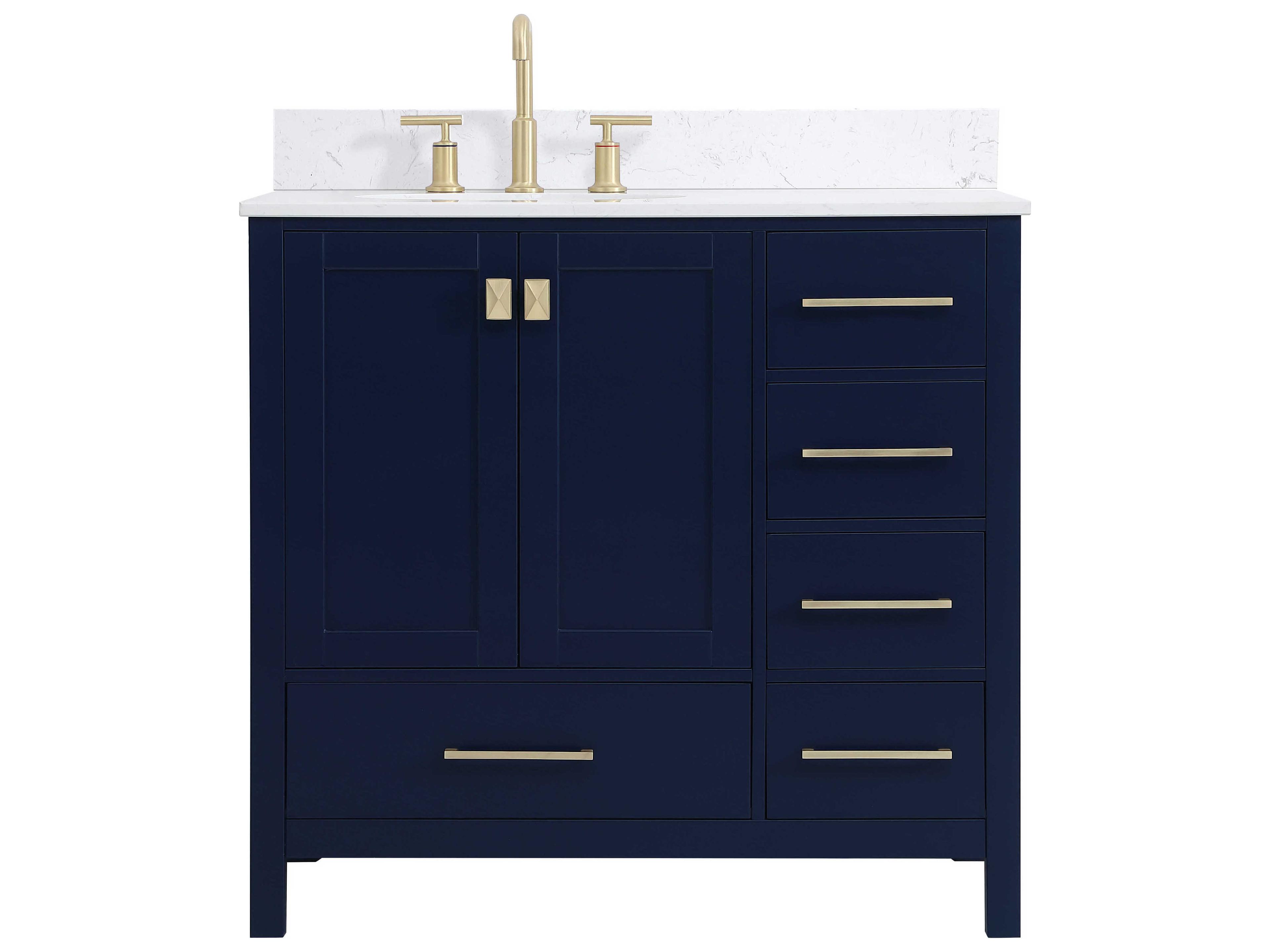 Elegant Lighting Irene Blue 36" Vanity with Backsplash
