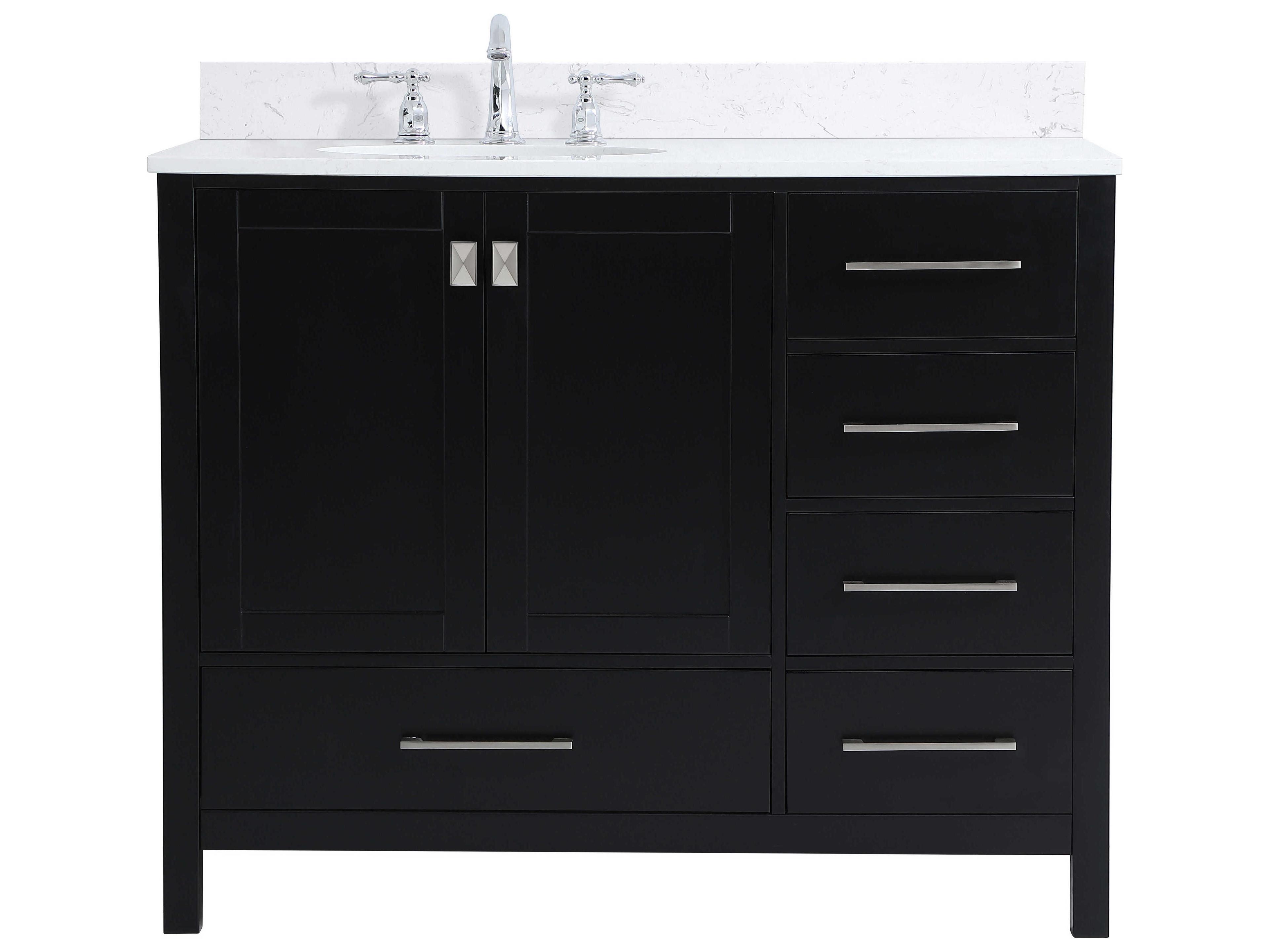 Elegant Lighting Irene Black 42" Vanity with Backsplash