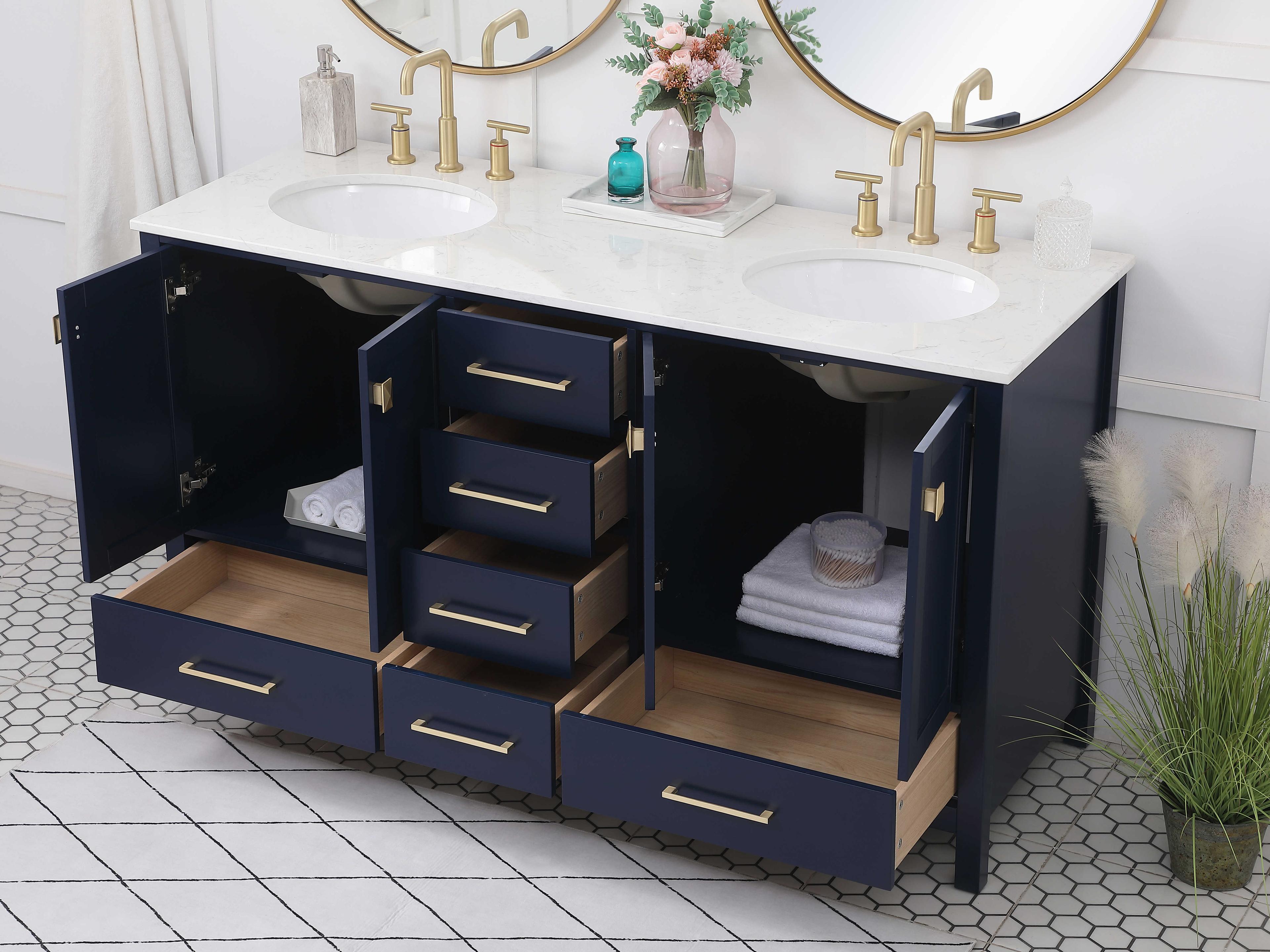 Elegant Lighting Irene Blue 60" Vanity