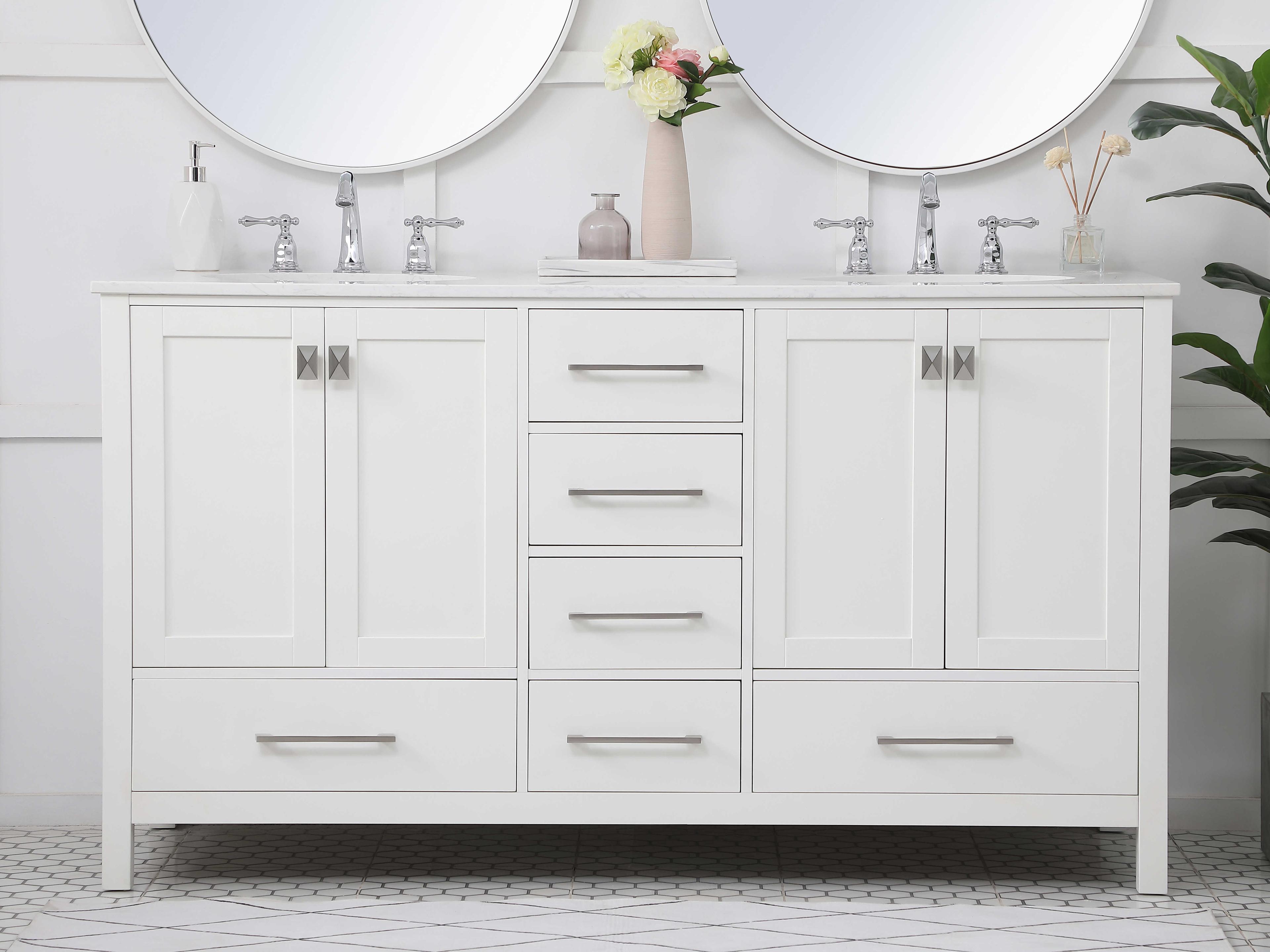 Elegant Lighting Irene White 60" Vanity