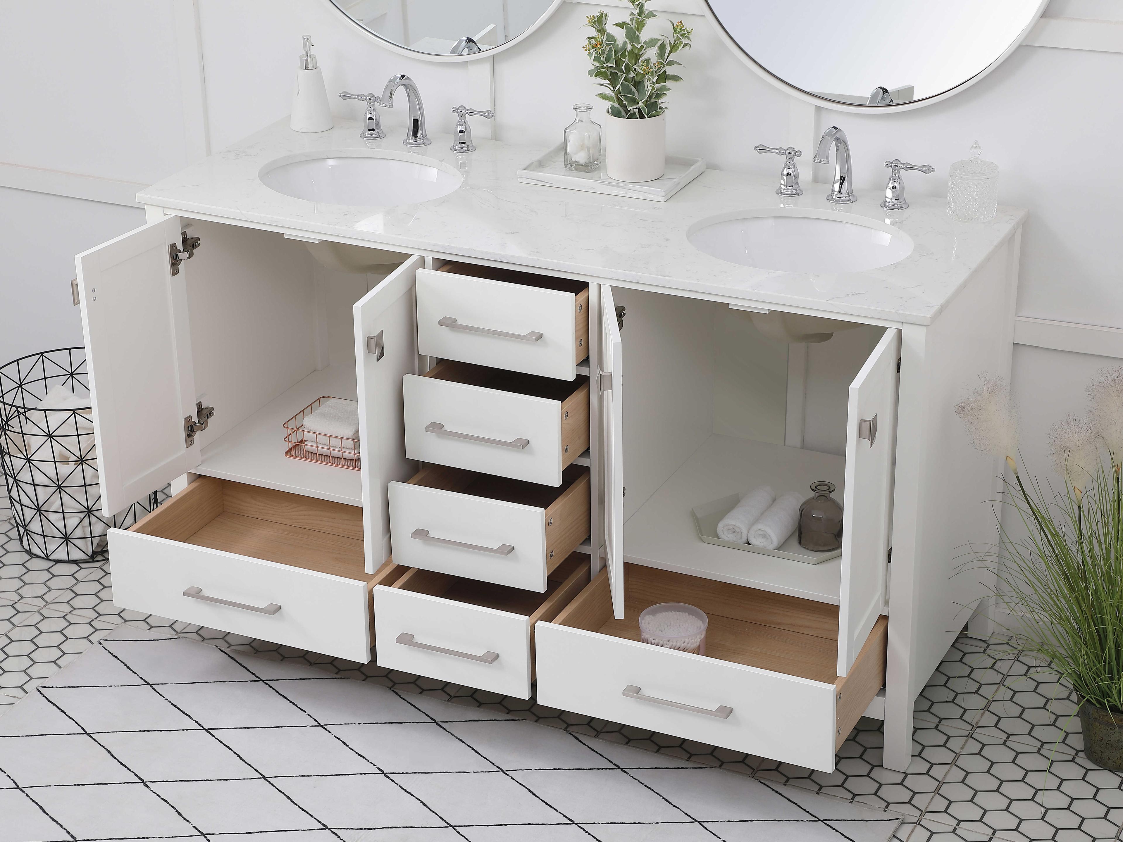 Elegant Lighting Irene White 60" Vanity