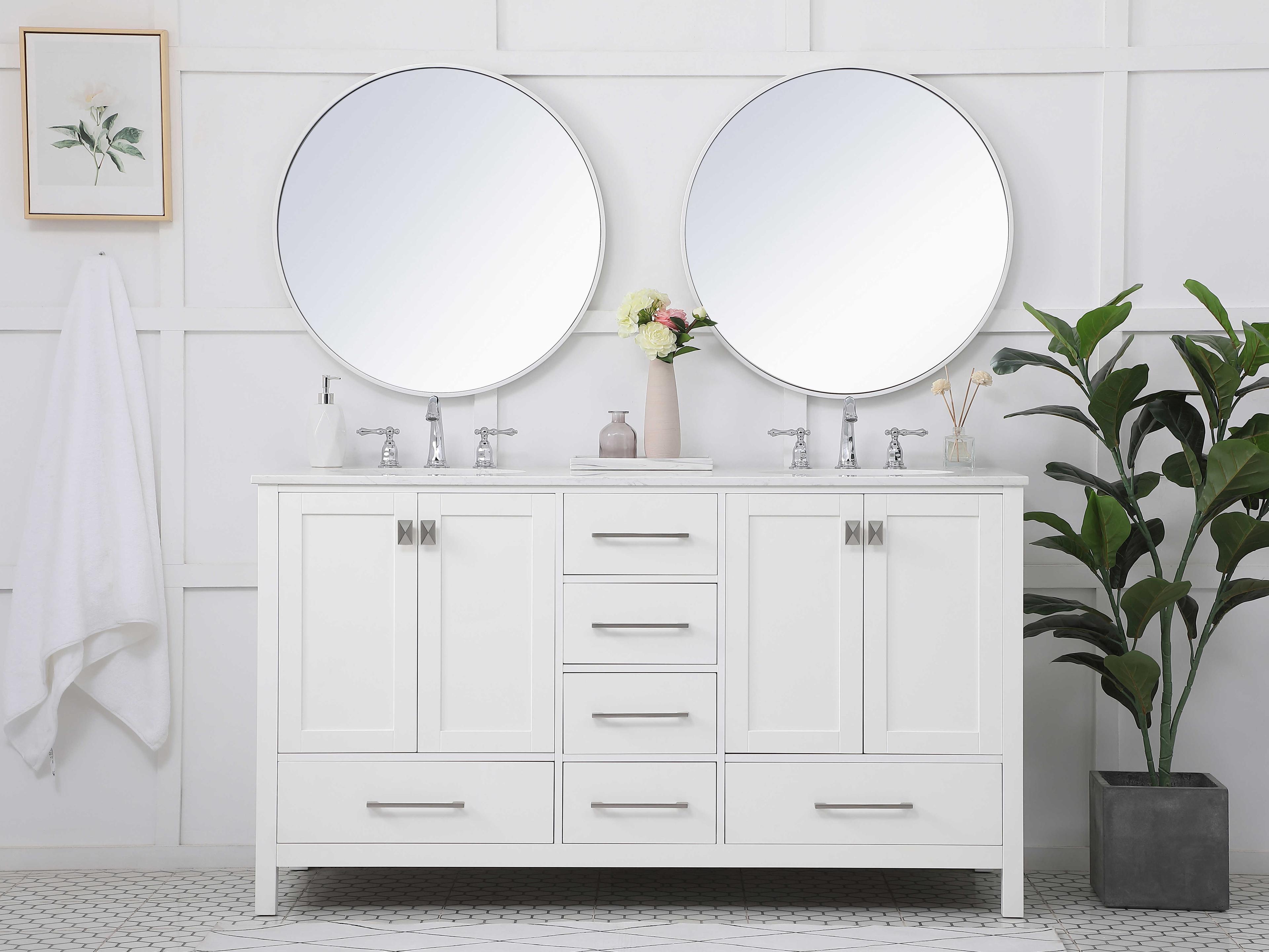 Elegant Lighting Irene White 60" Vanity