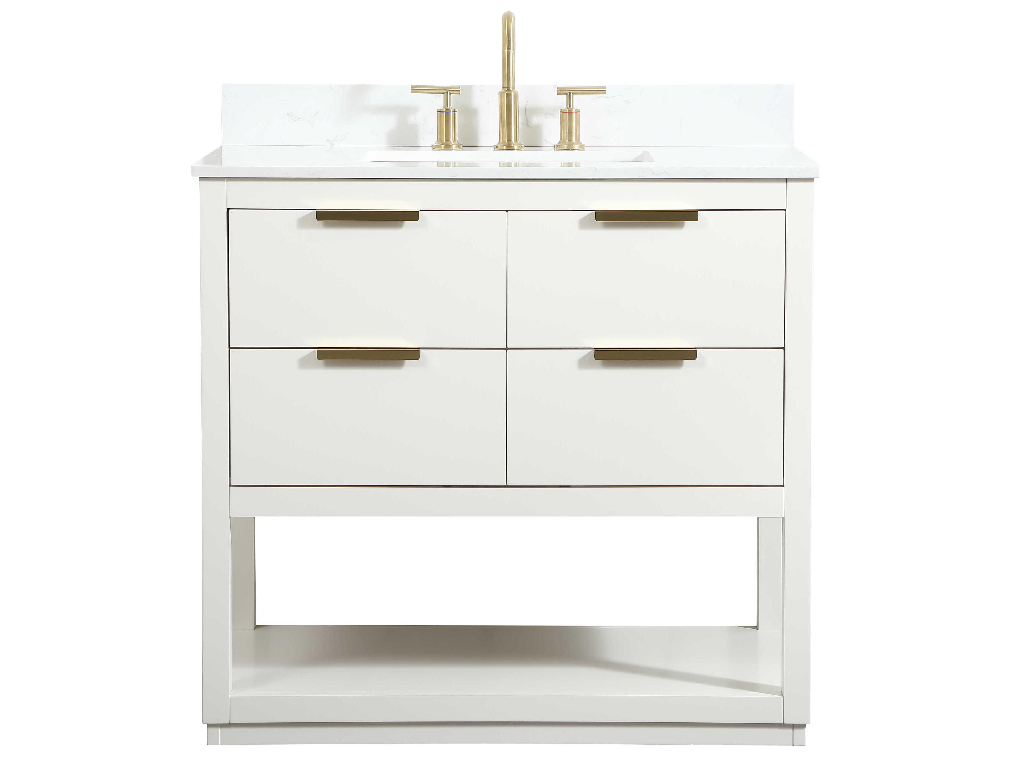 Elegant Lighting Larkin White 36" Vanity with Backsplash