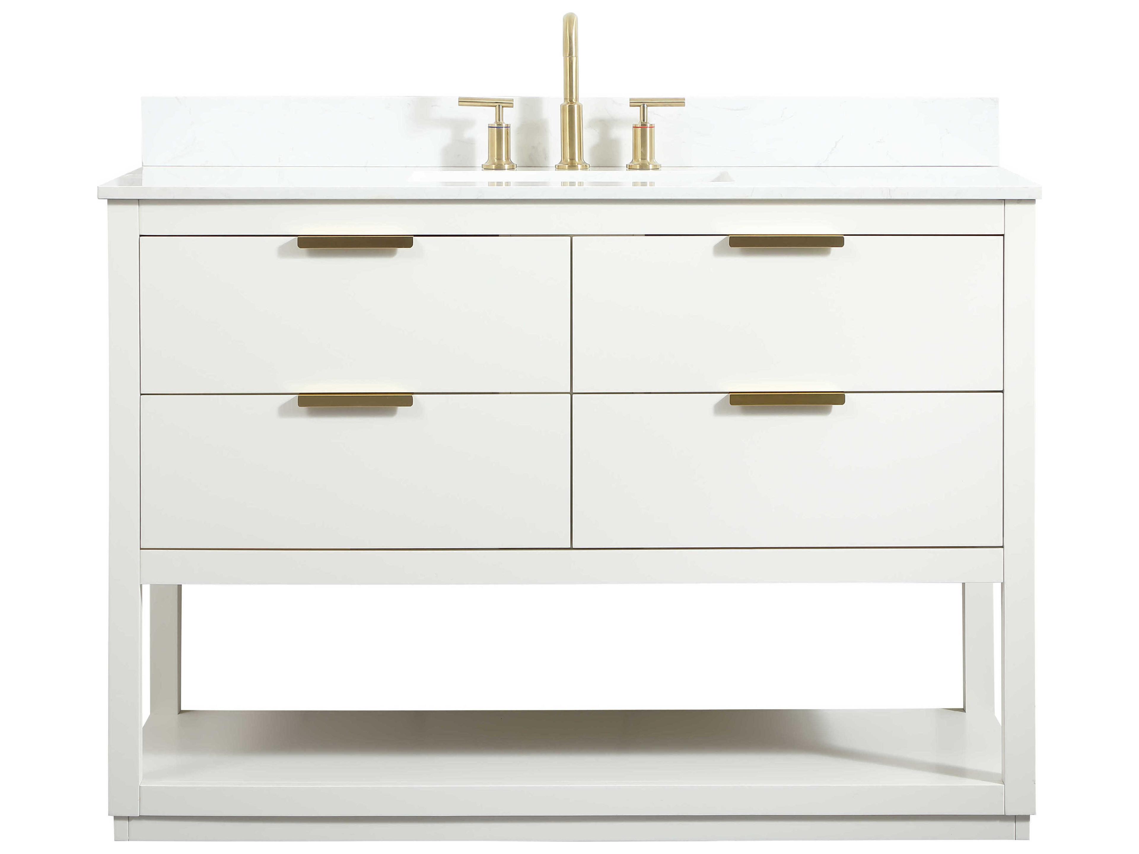 Elegant Lighting Larkin White 48" Vanity with Backsplash