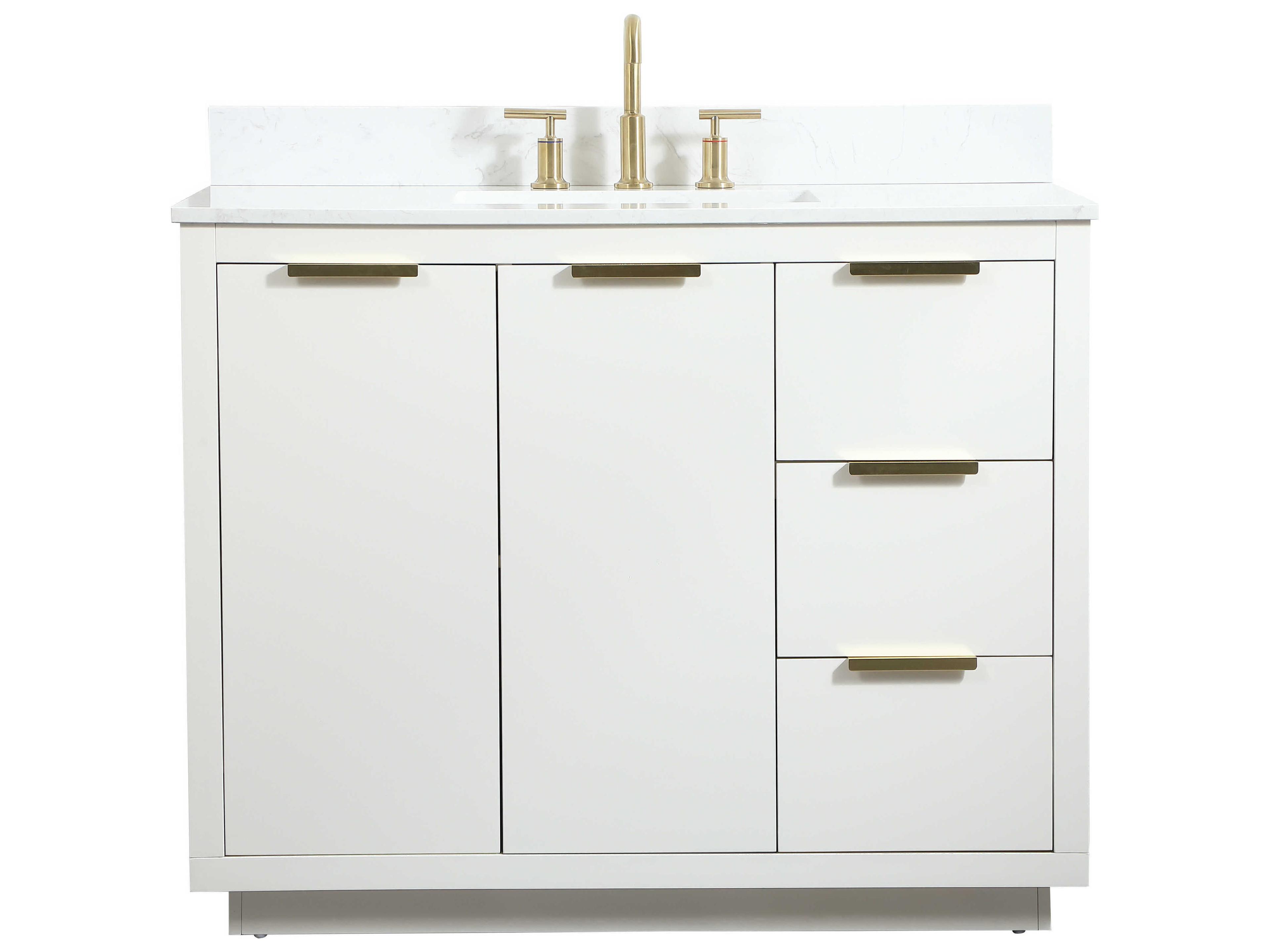 Elegant Lighting Blake White 42" Vanity with Backsplash