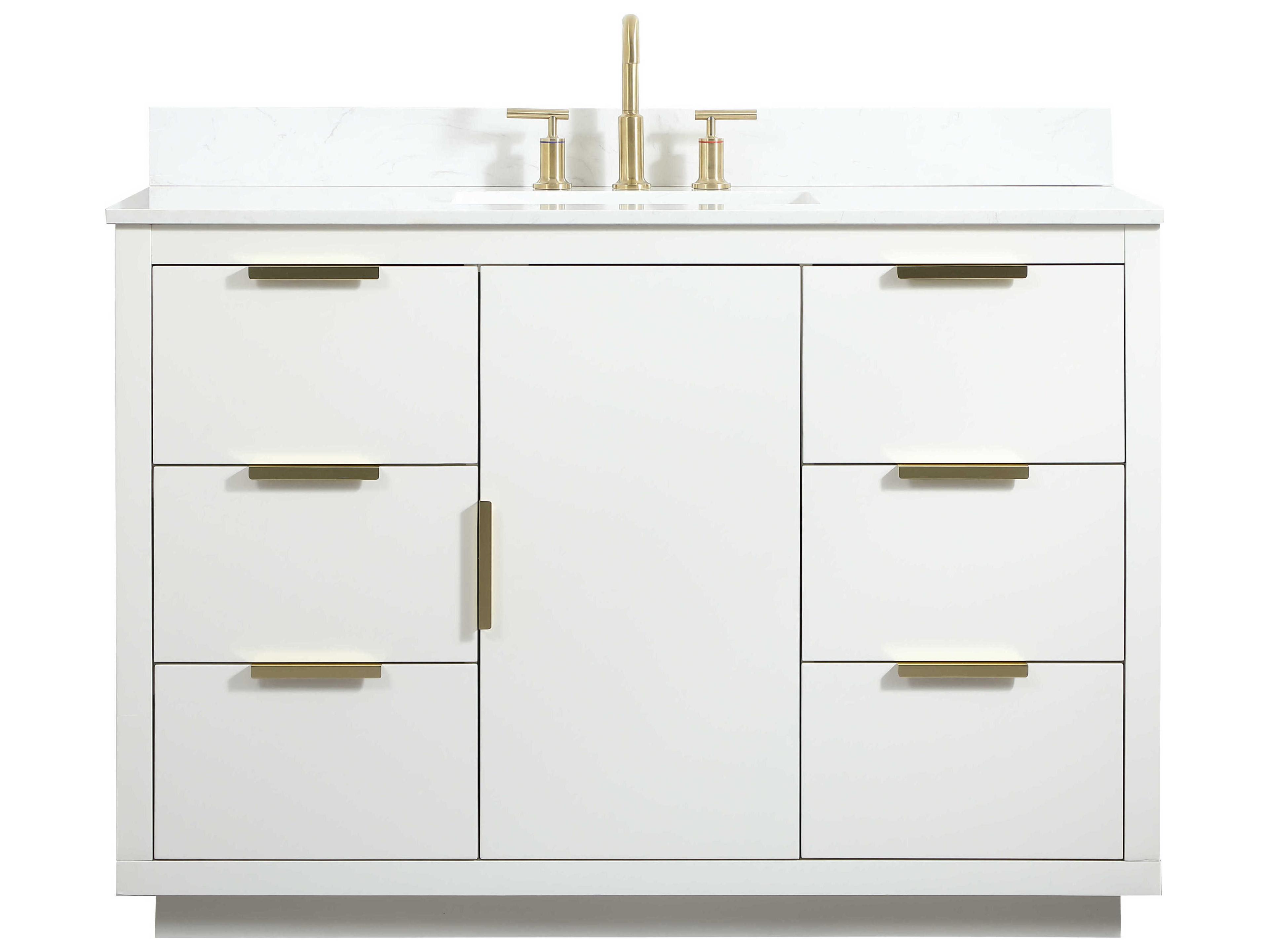 Elegant Lighting Blake White 48" Vanity with Backsplash
