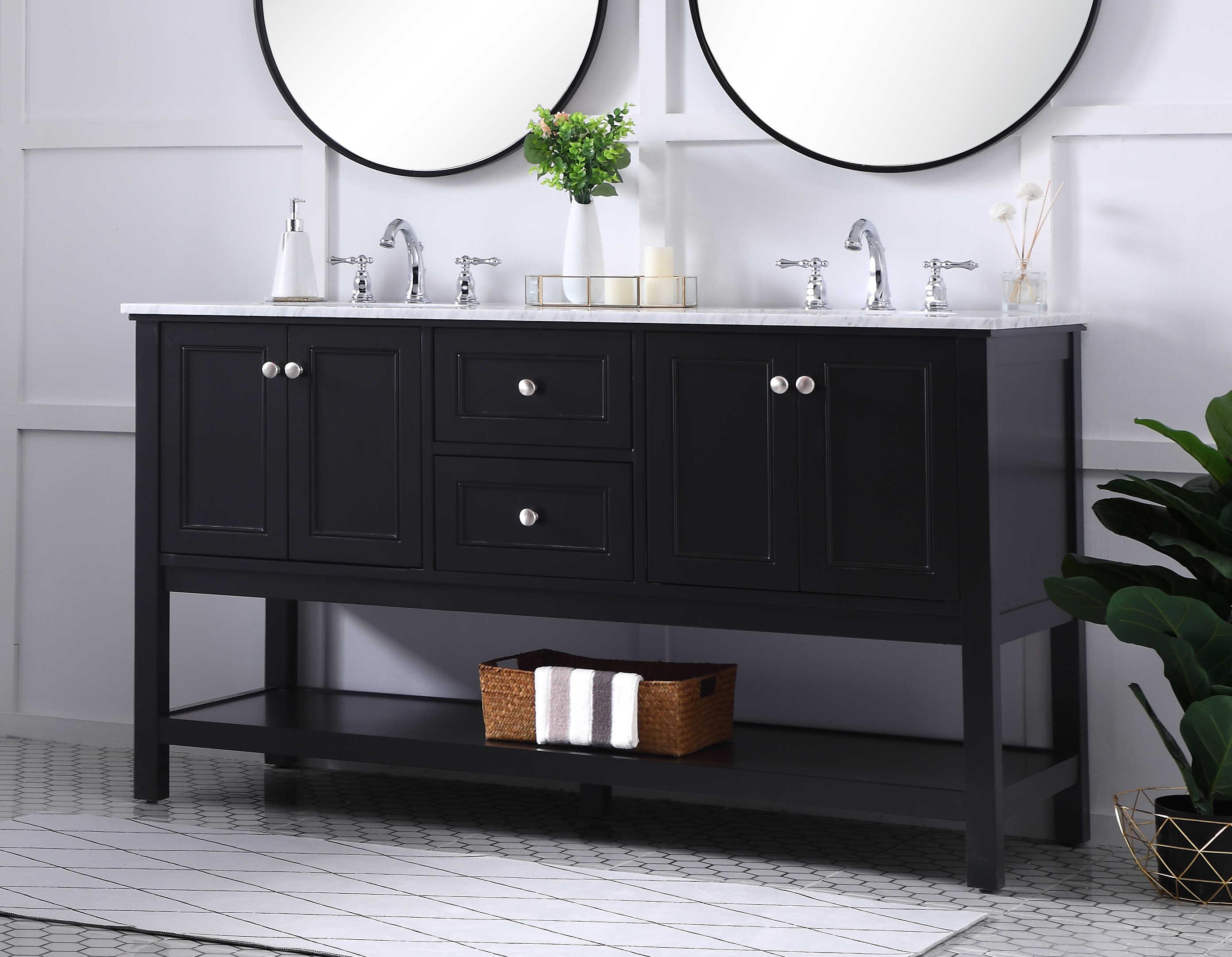 Elegant Lighting Metropolis Black 60" Vanity