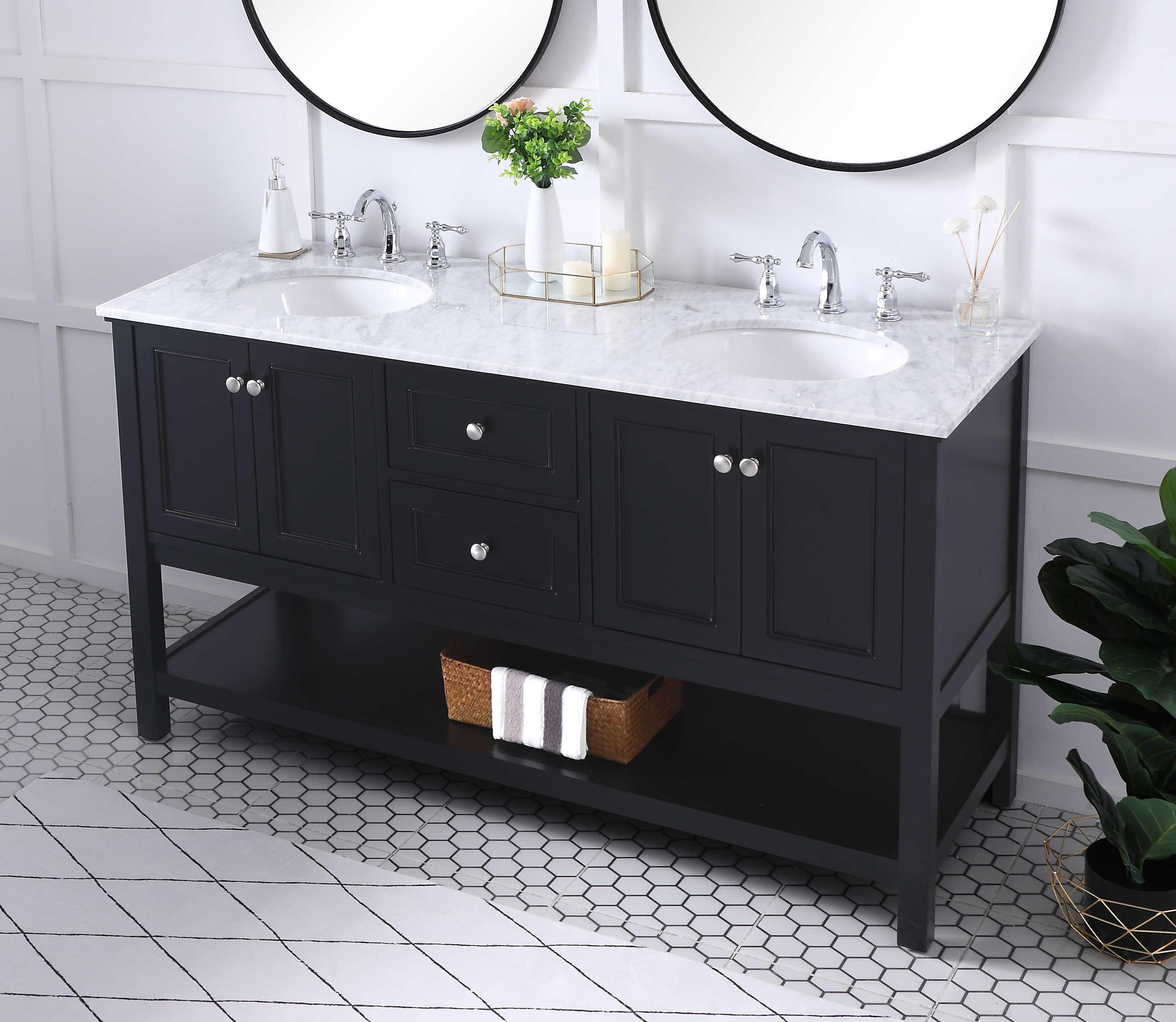 Elegant Lighting Metropolis Black 60" Vanity