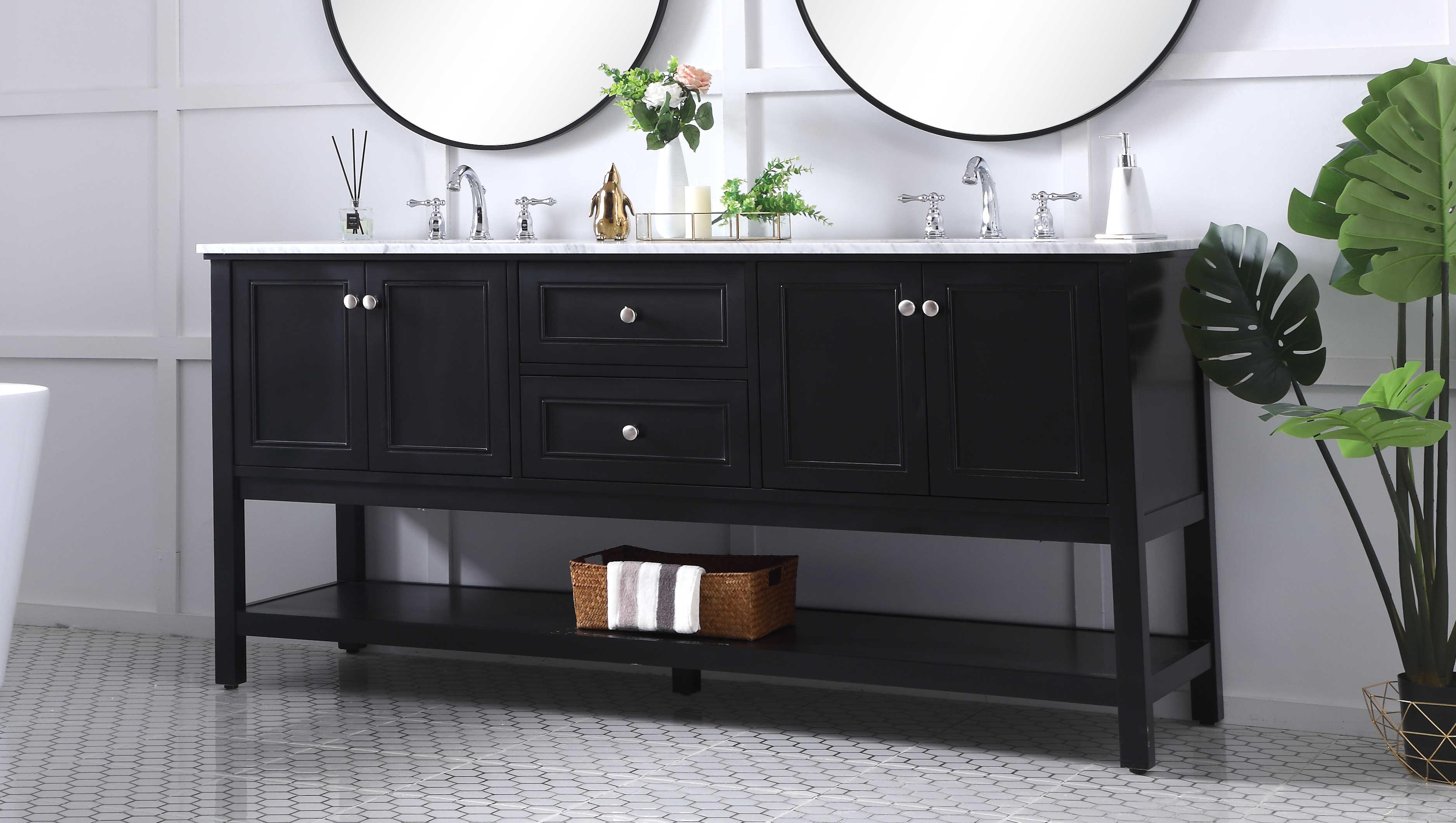 Elegant Lighting Metropolis Black 72" Vanity