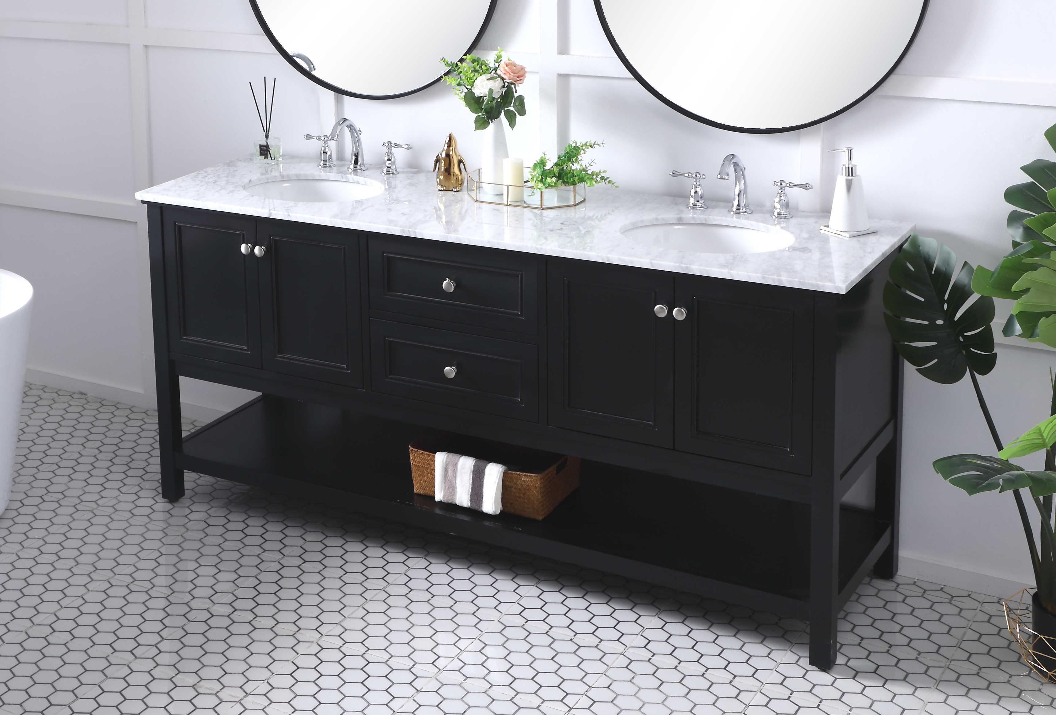 Elegant Lighting Metropolis Black 72" Vanity