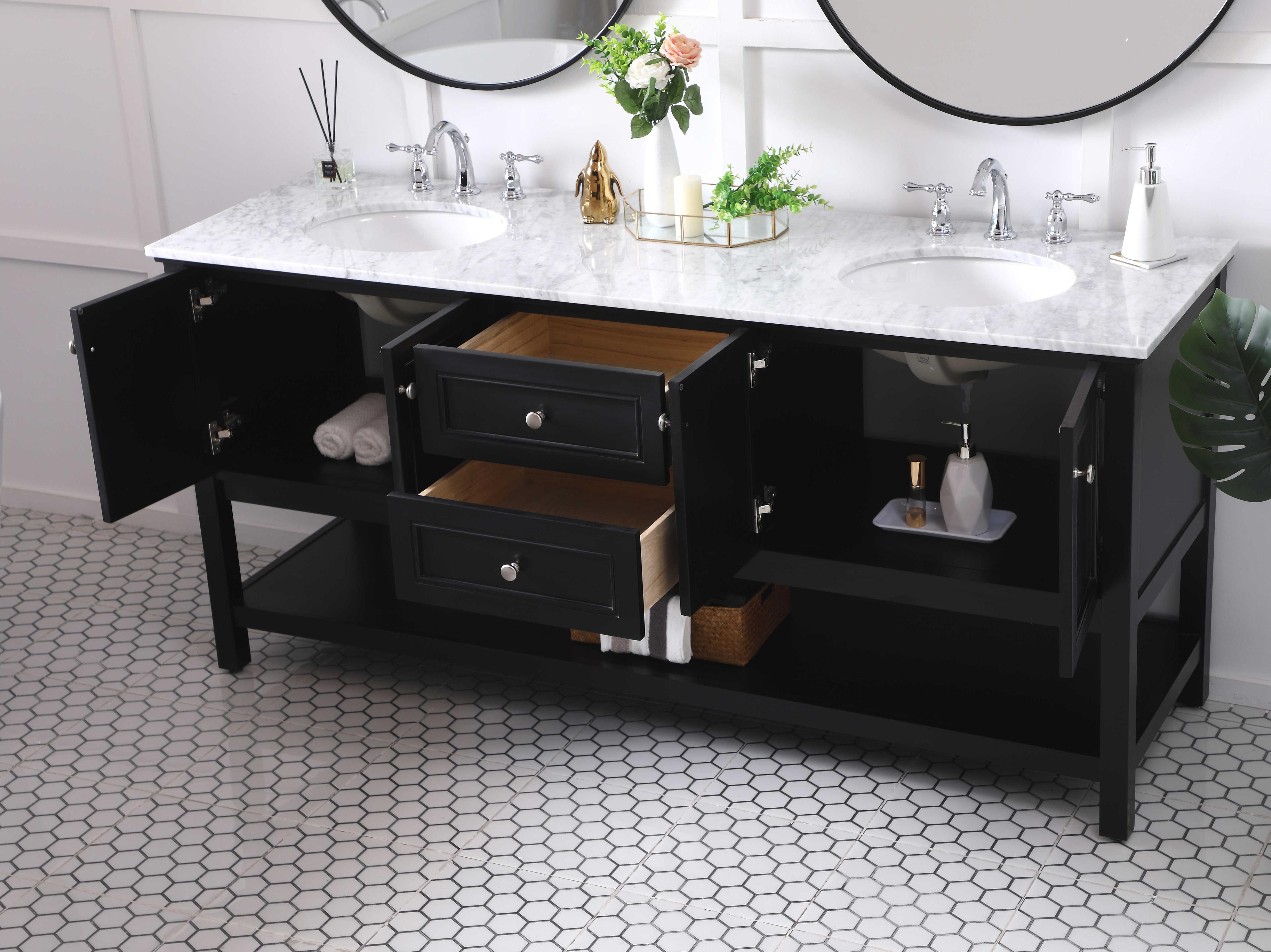 Elegant Lighting Metropolis Black 72" Vanity