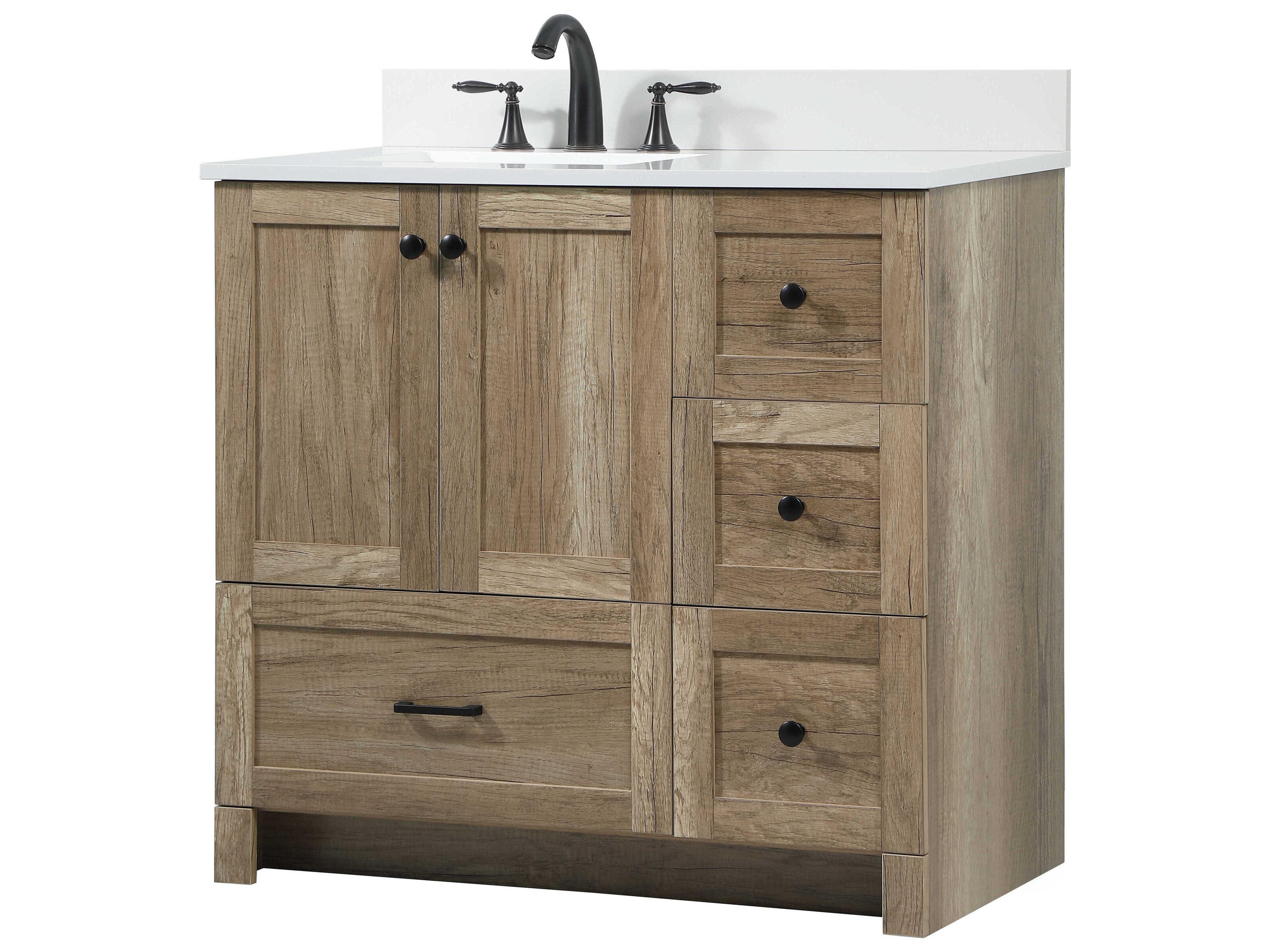 Elegant Lighting Soma Natural Oak 36" Vanity with Backsplash