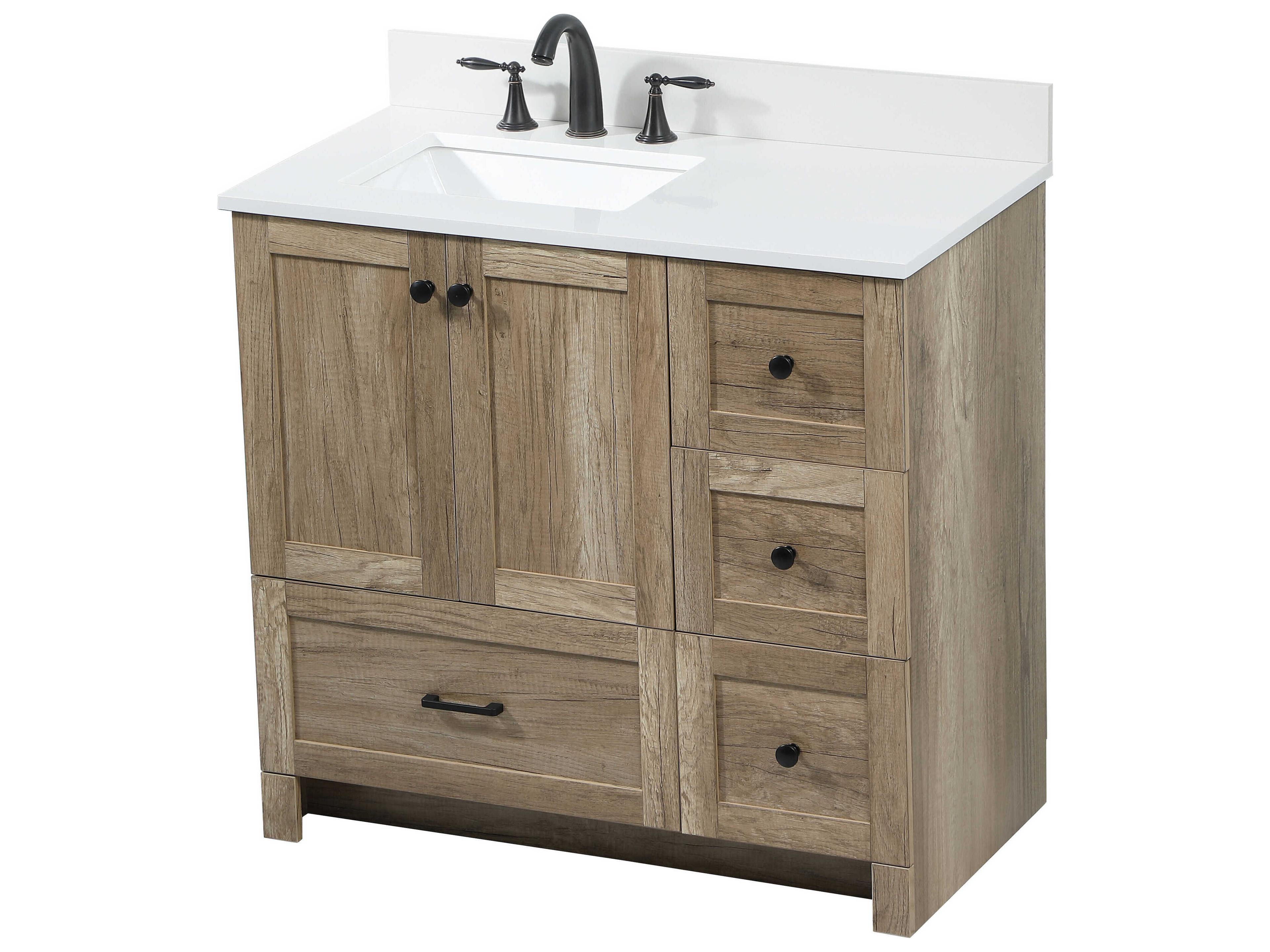 Elegant Lighting Soma Natural Oak 36" Vanity with Backsplash