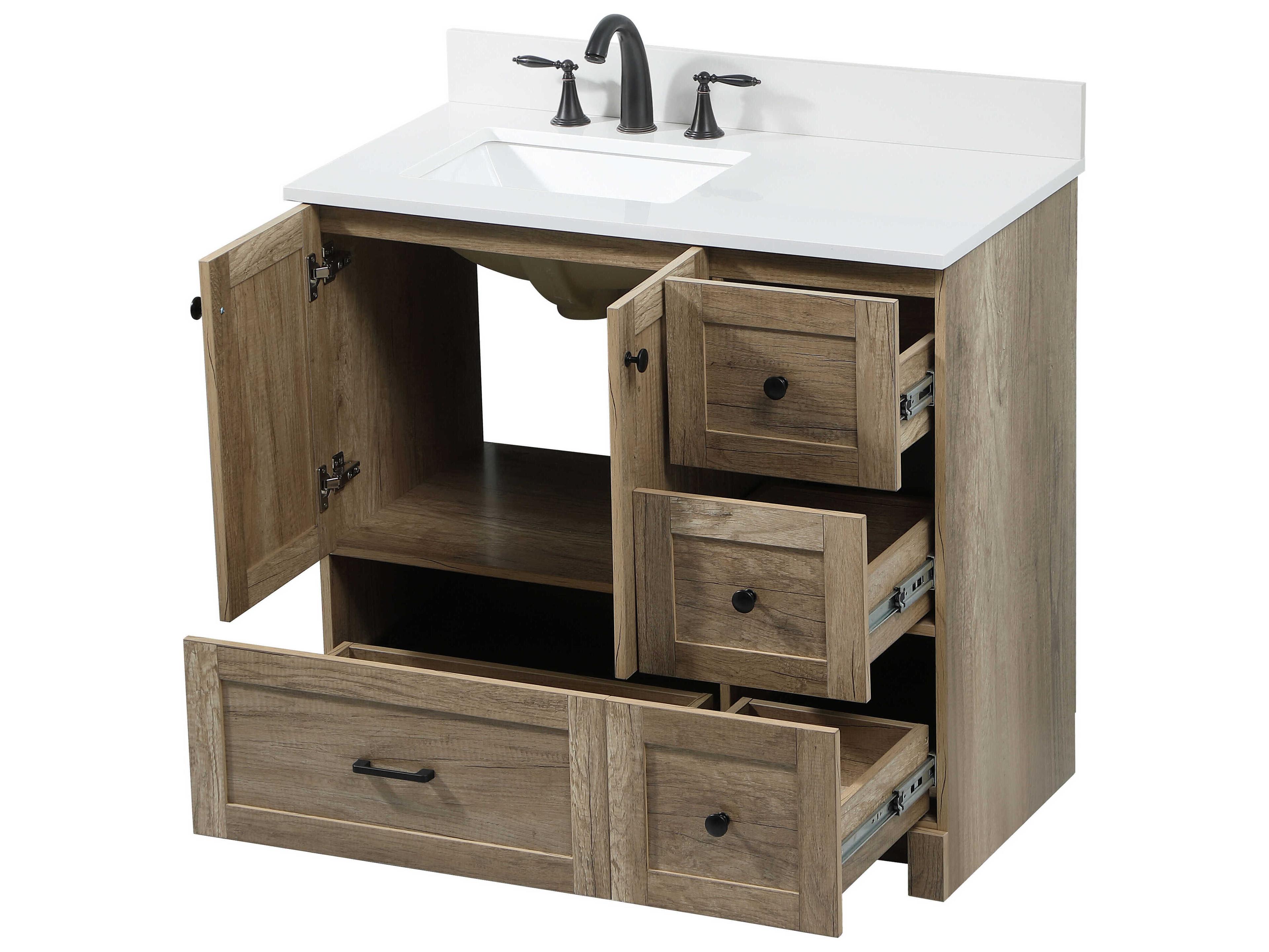 Elegant Lighting Soma Natural Oak 36" Vanity with Backsplash