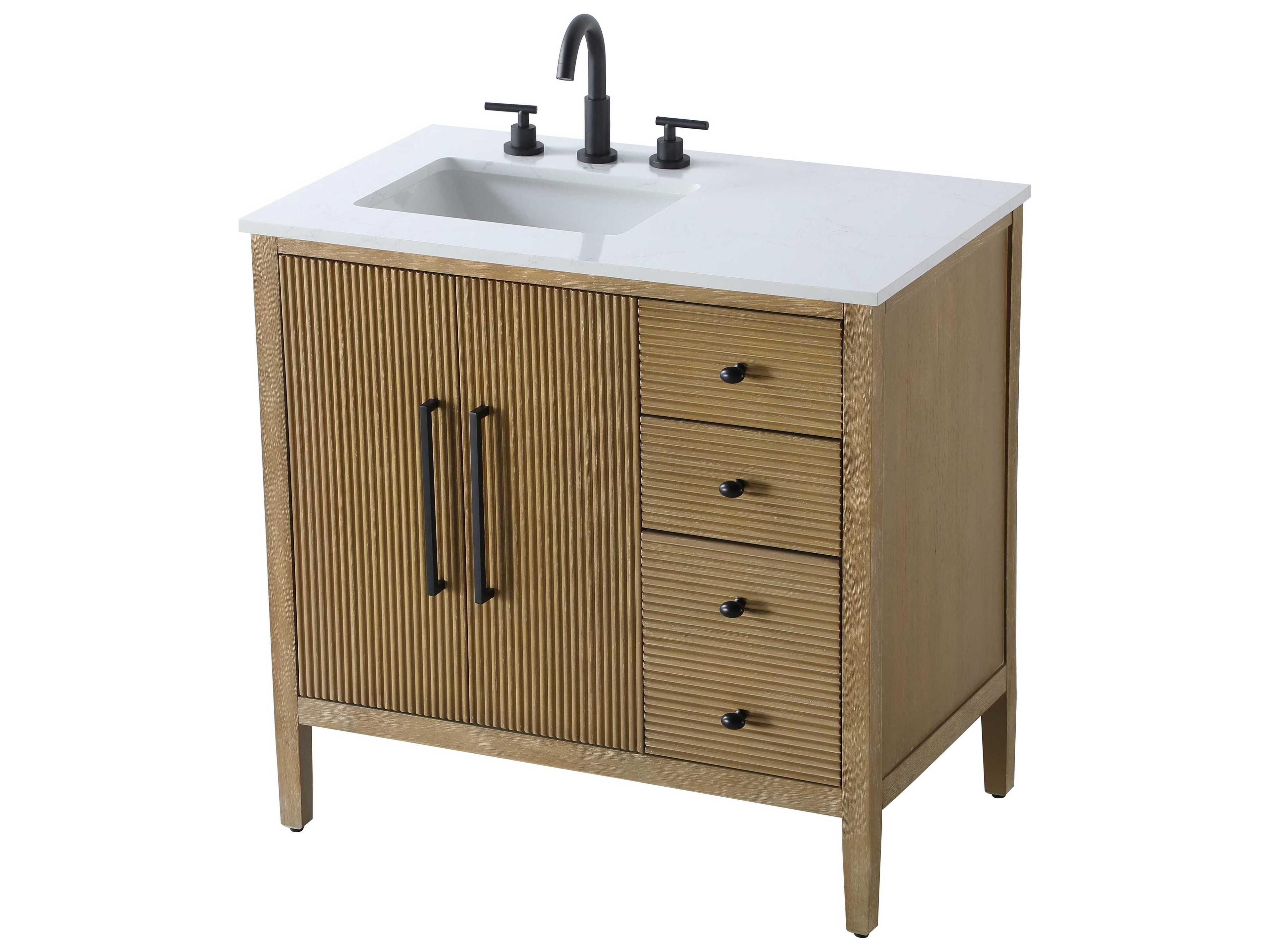 Elegant Lighting Blakely Linen Oak Vanity