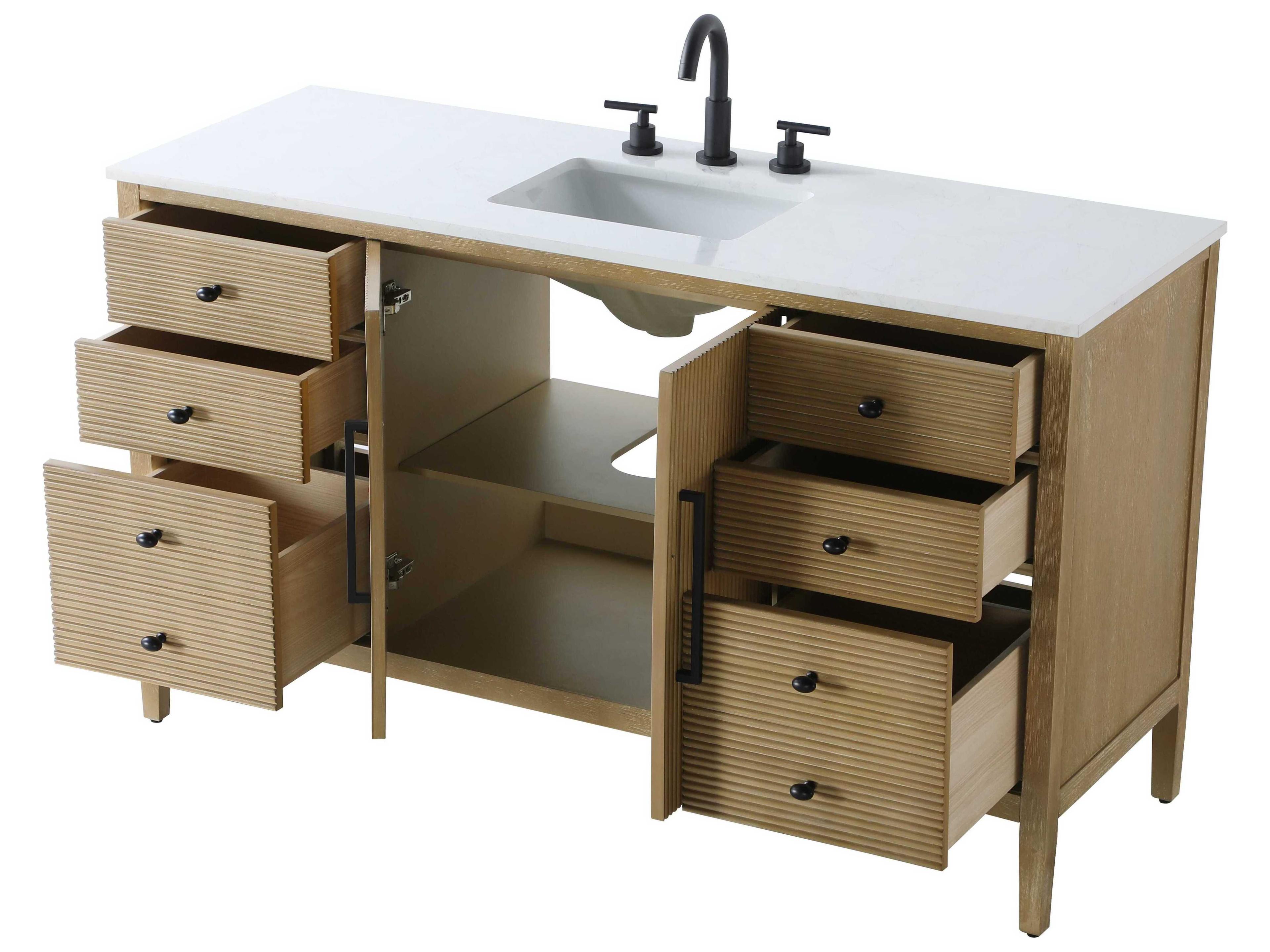 Elegant Lighting Blakely Linen Oak Vanity