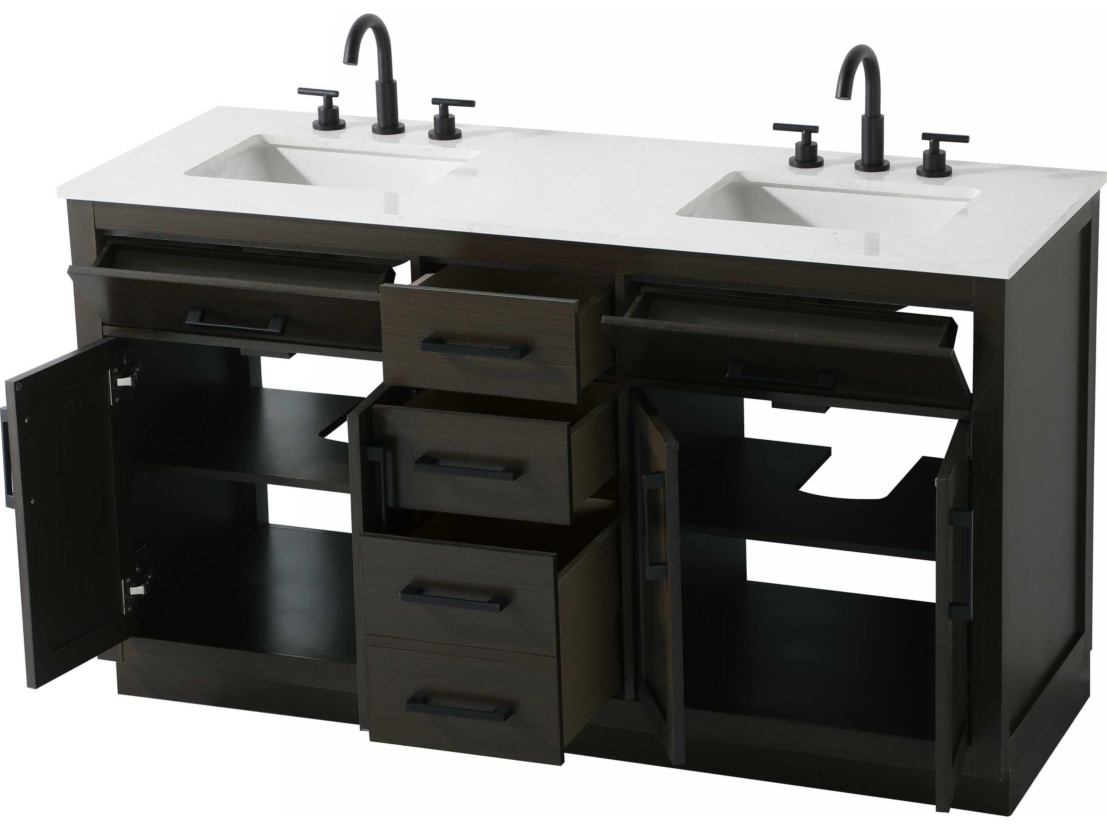 Elegant Lighting Alden Mocha Brown 60" Vanity