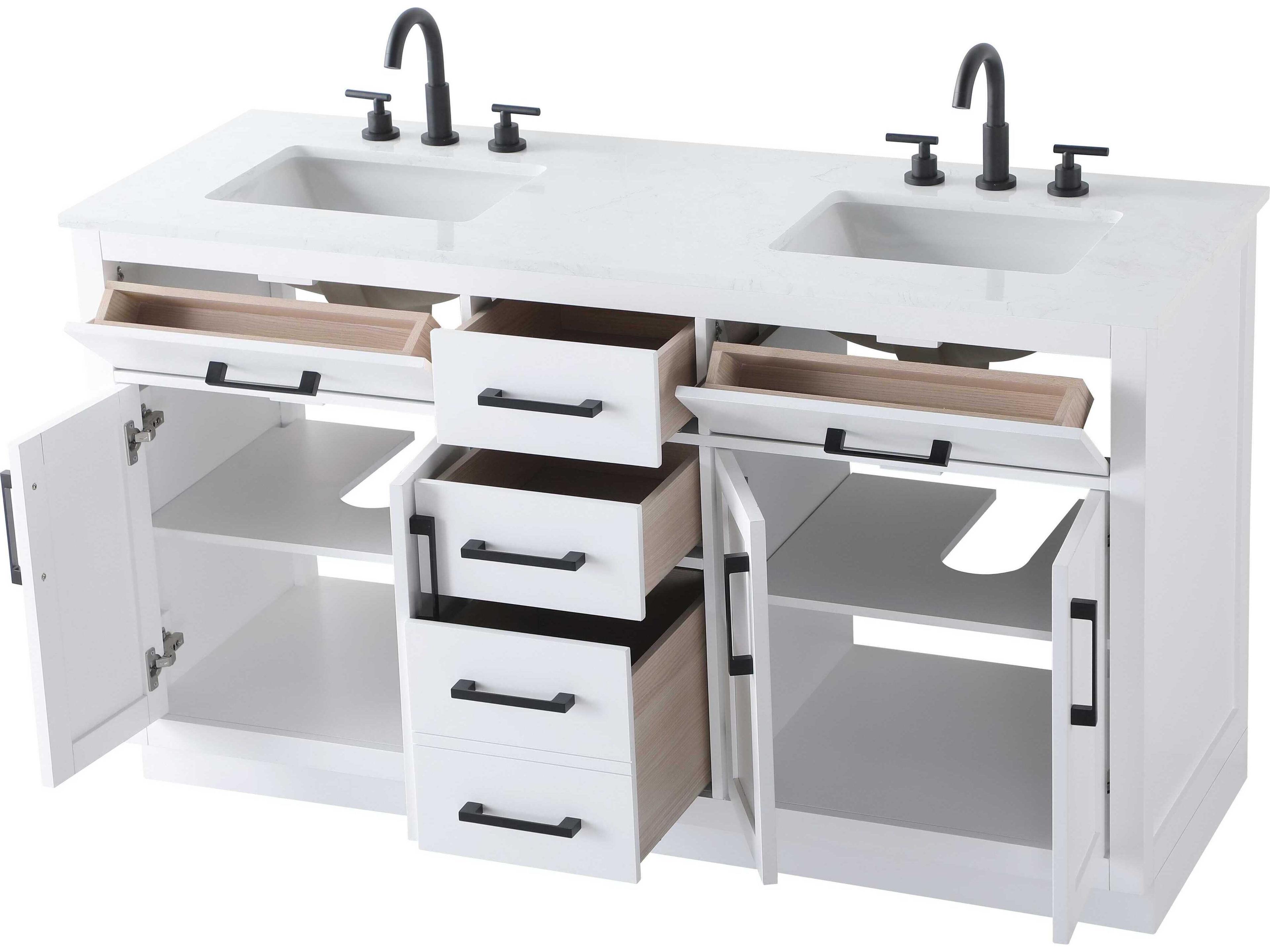 Elegant Lighting Alden White 60" Vanity