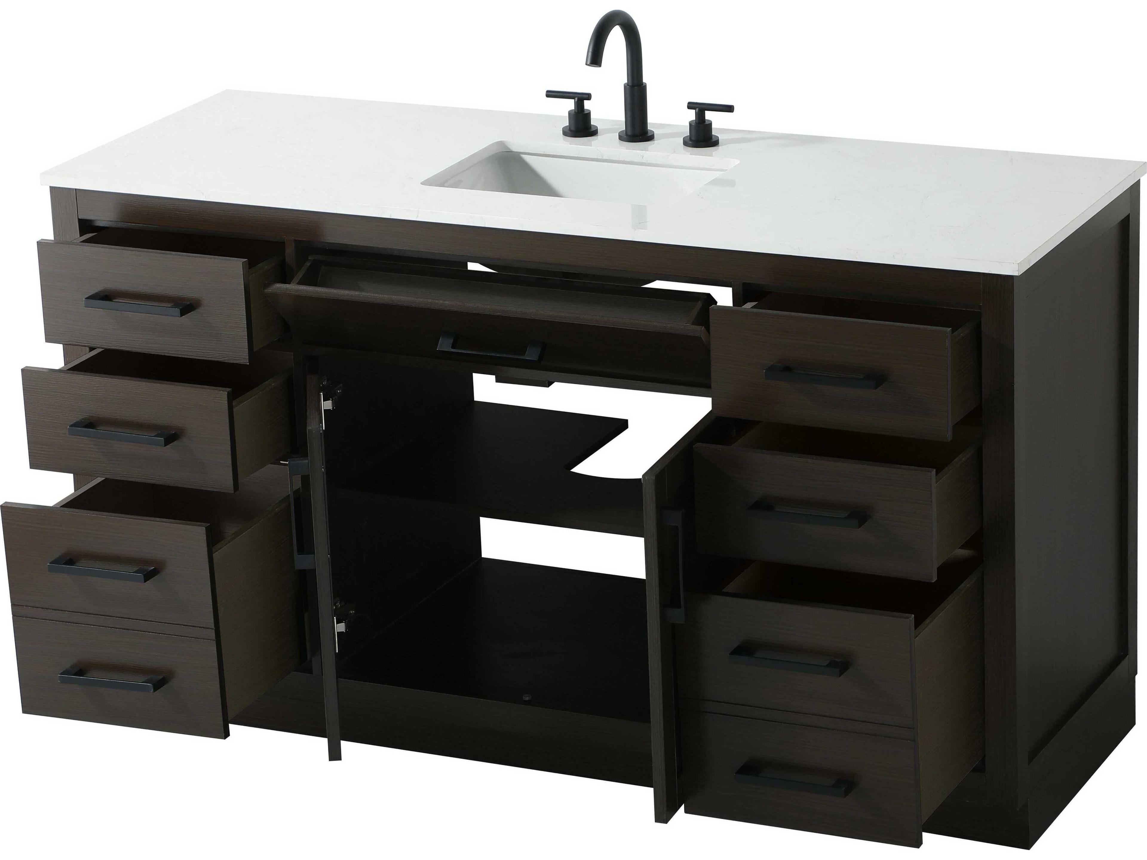 Elegant Lighting Alden Mocha Brown 60" Vanity