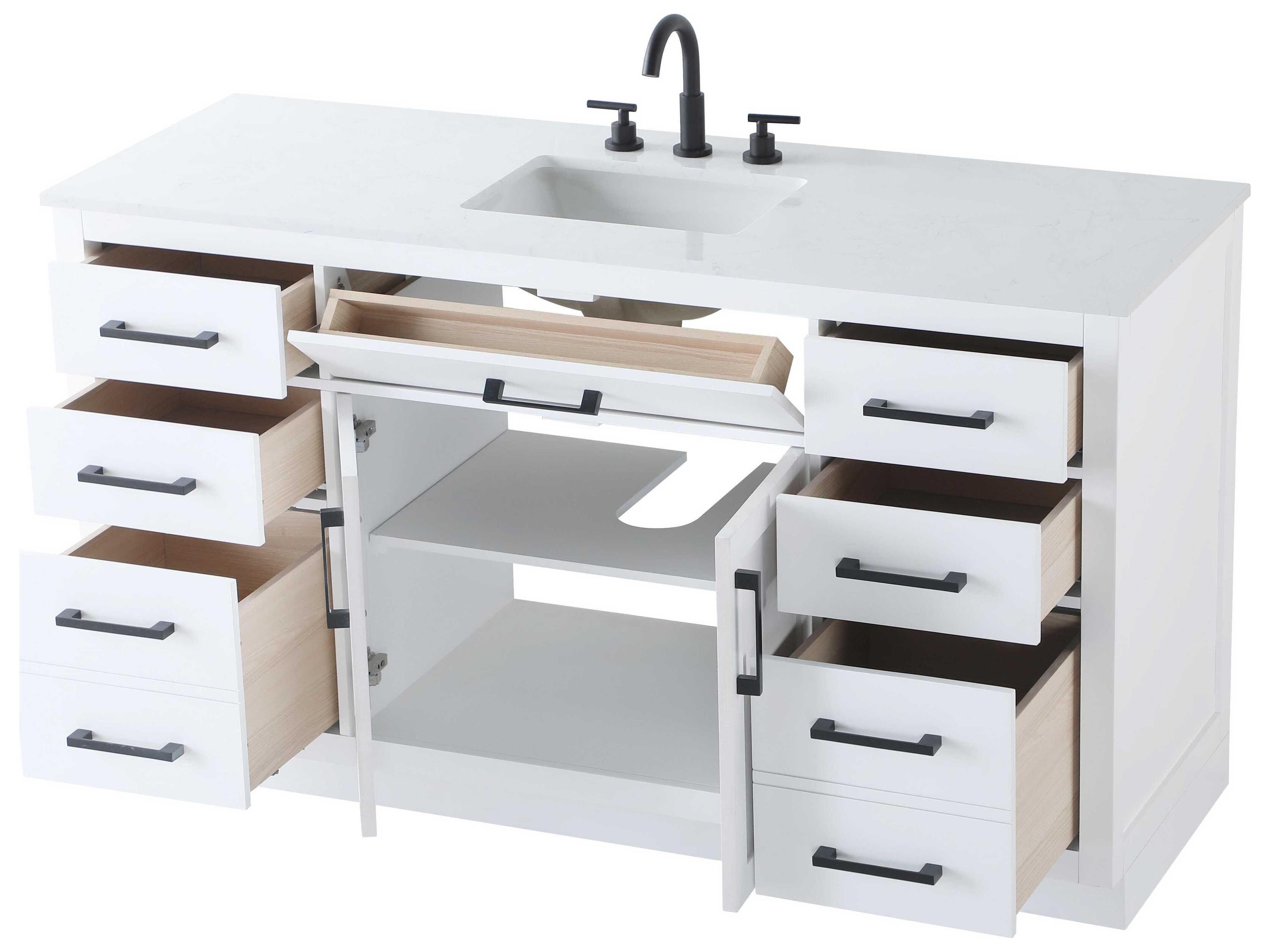 Elegant Lighting Alden White 60" Vanity