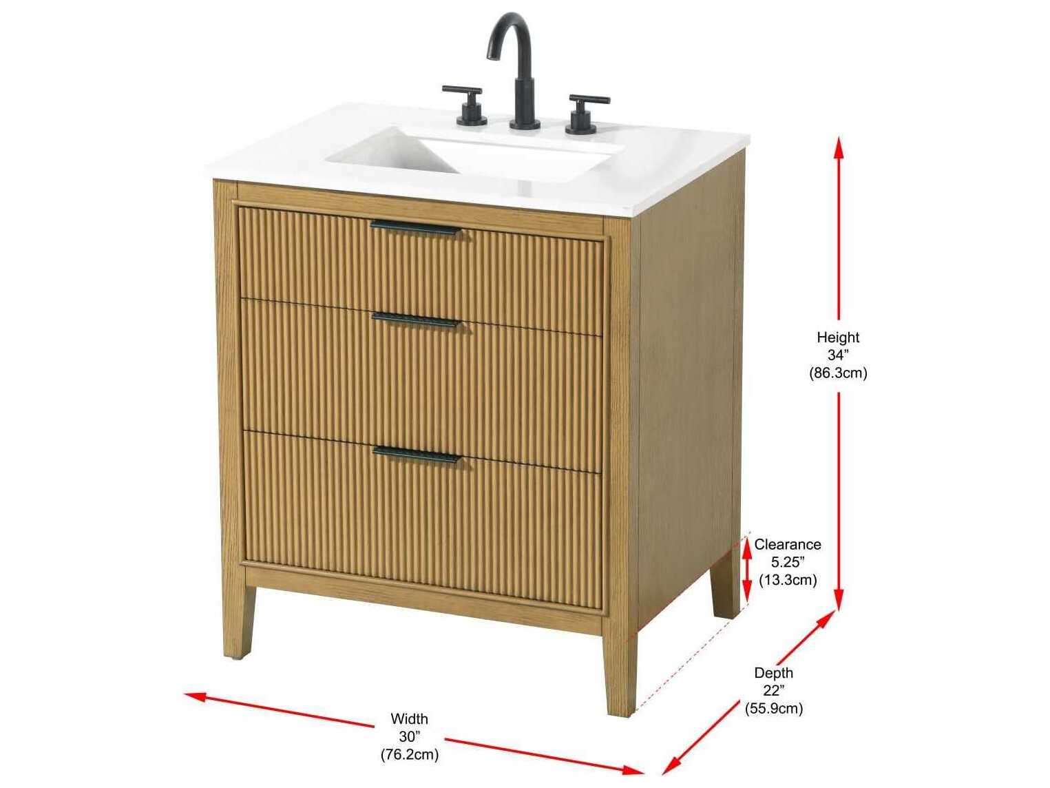 Elegant Lighting Langston 30" Honey Teak Vanity