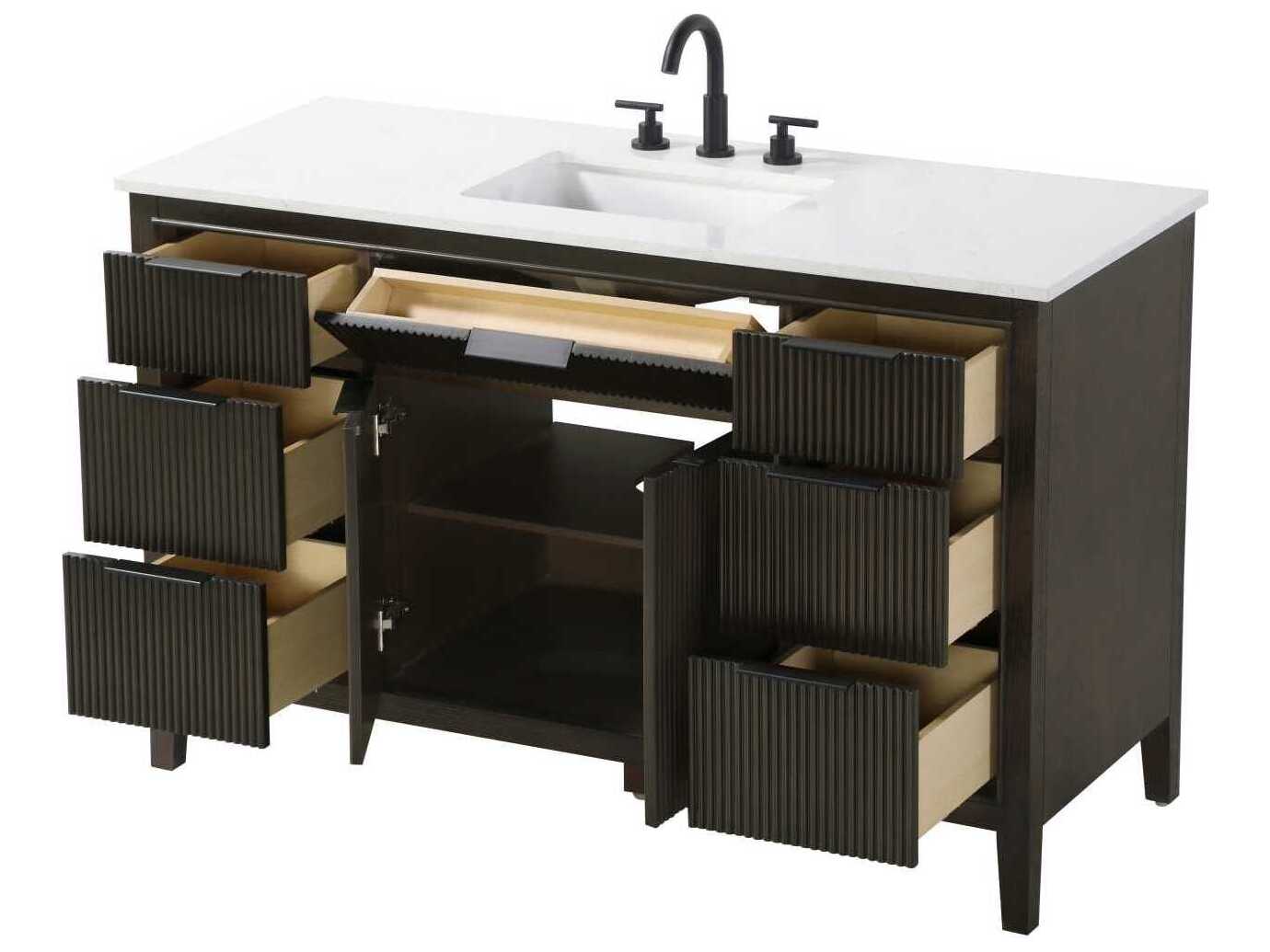 Elegant Lighting Langston 54" Chocolate Oak Vanity