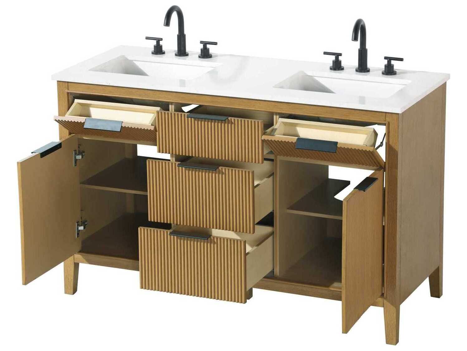 Elegant Lighting Langston 54" Honey Teak Vanity