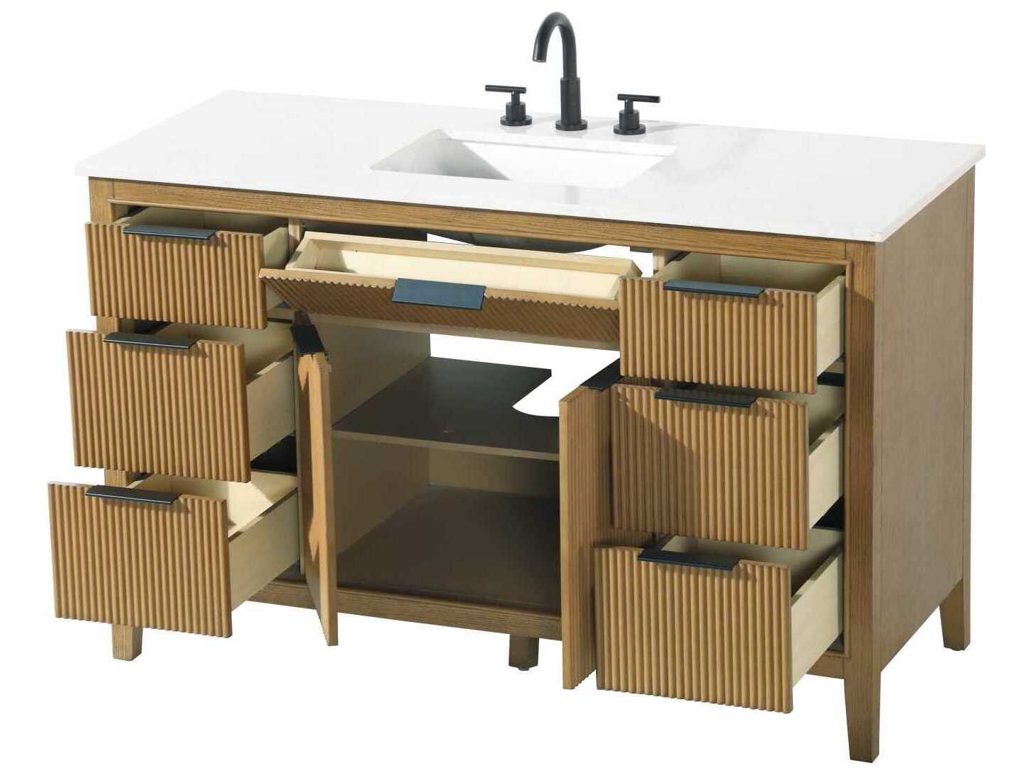 Elegant Lighting Langston 54" Honey Teak Vanity