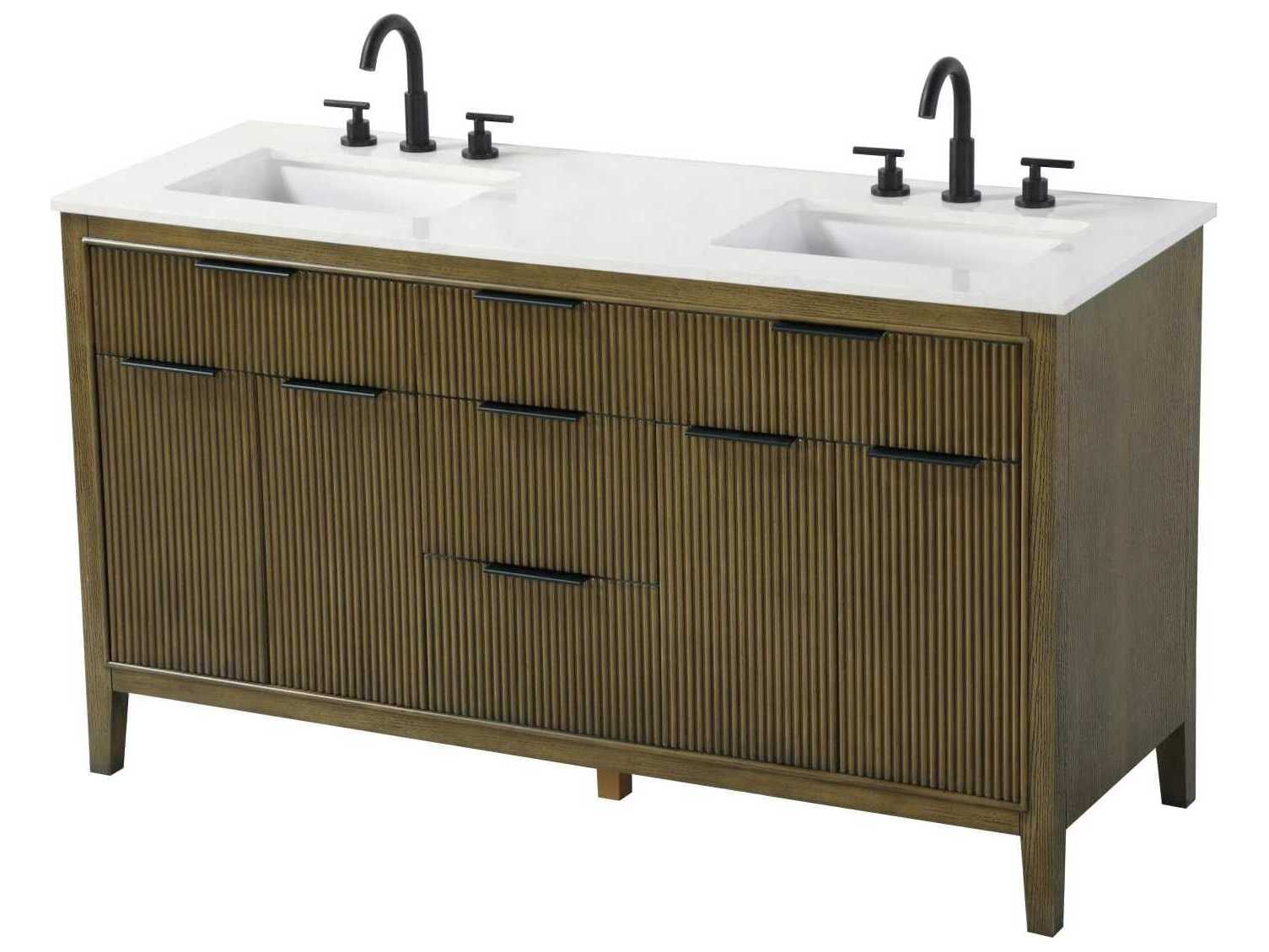 Elegant Lighting Langston 60" Hazel Oak Vanity
