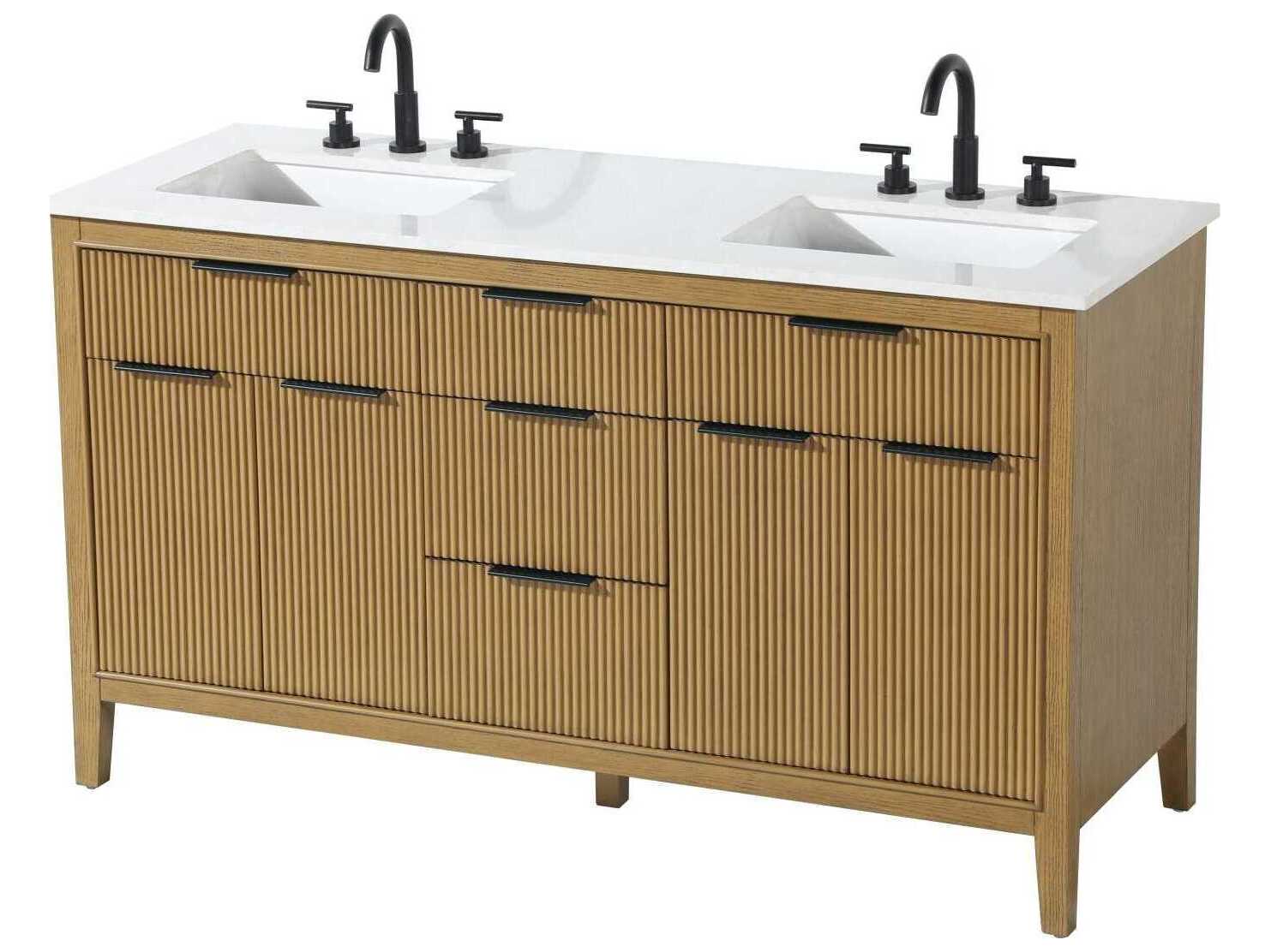 Elegant Lighting Langston 60" Honey Teak Vanity