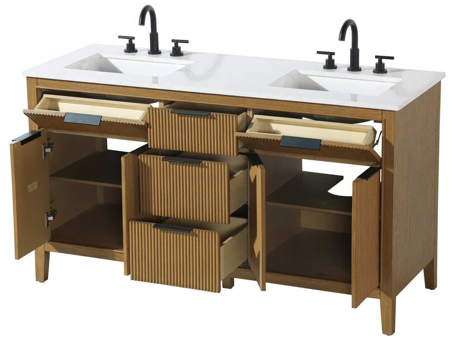 Elegant Lighting Langston 60" Honey Teak Vanity