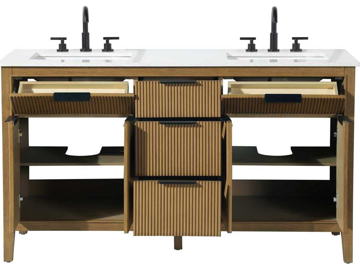 Elegant Lighting Langston 60" Honey Teak Vanity