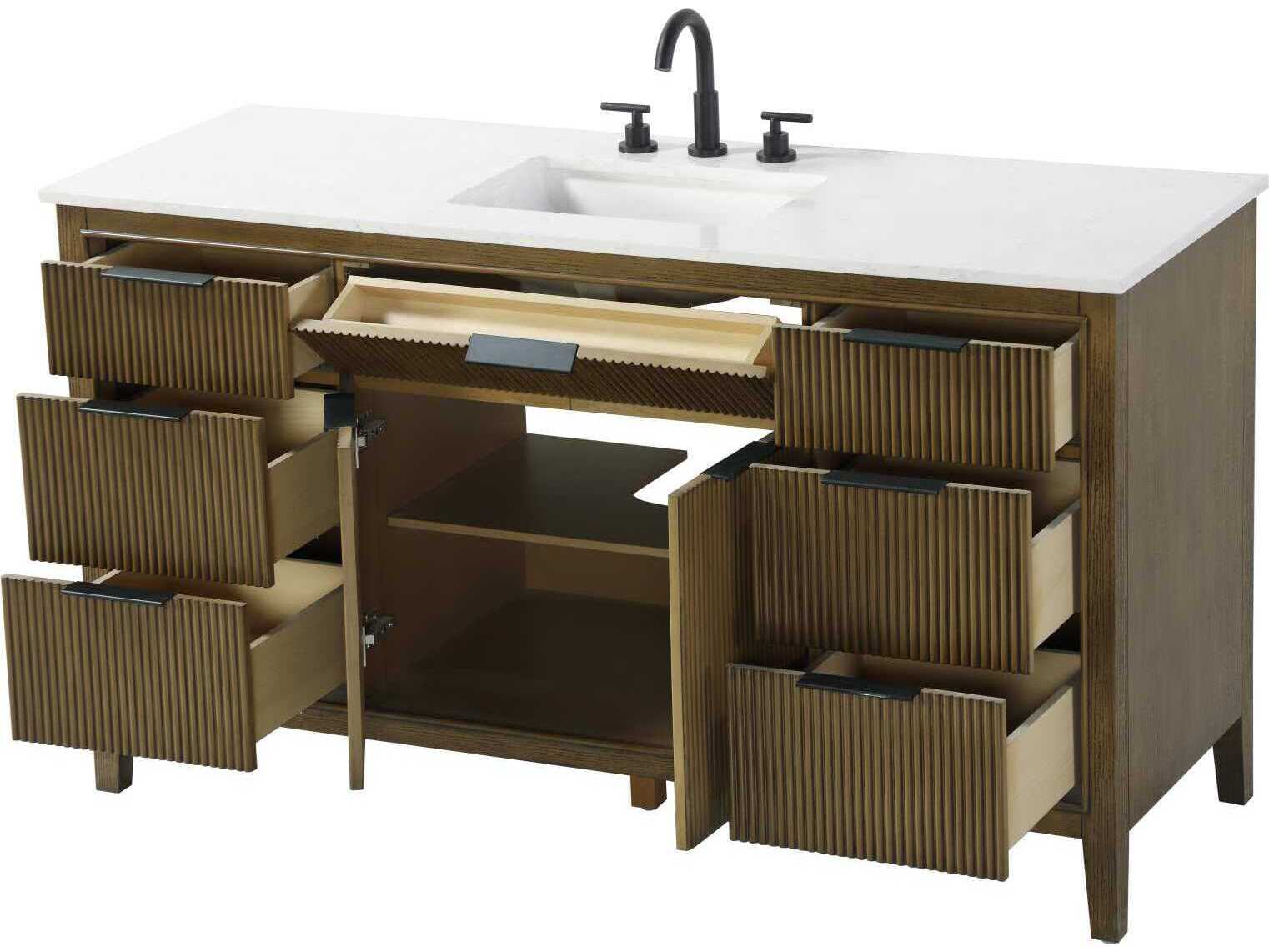 Elegant Lighting Langston 60" Hazel Oak Vanity