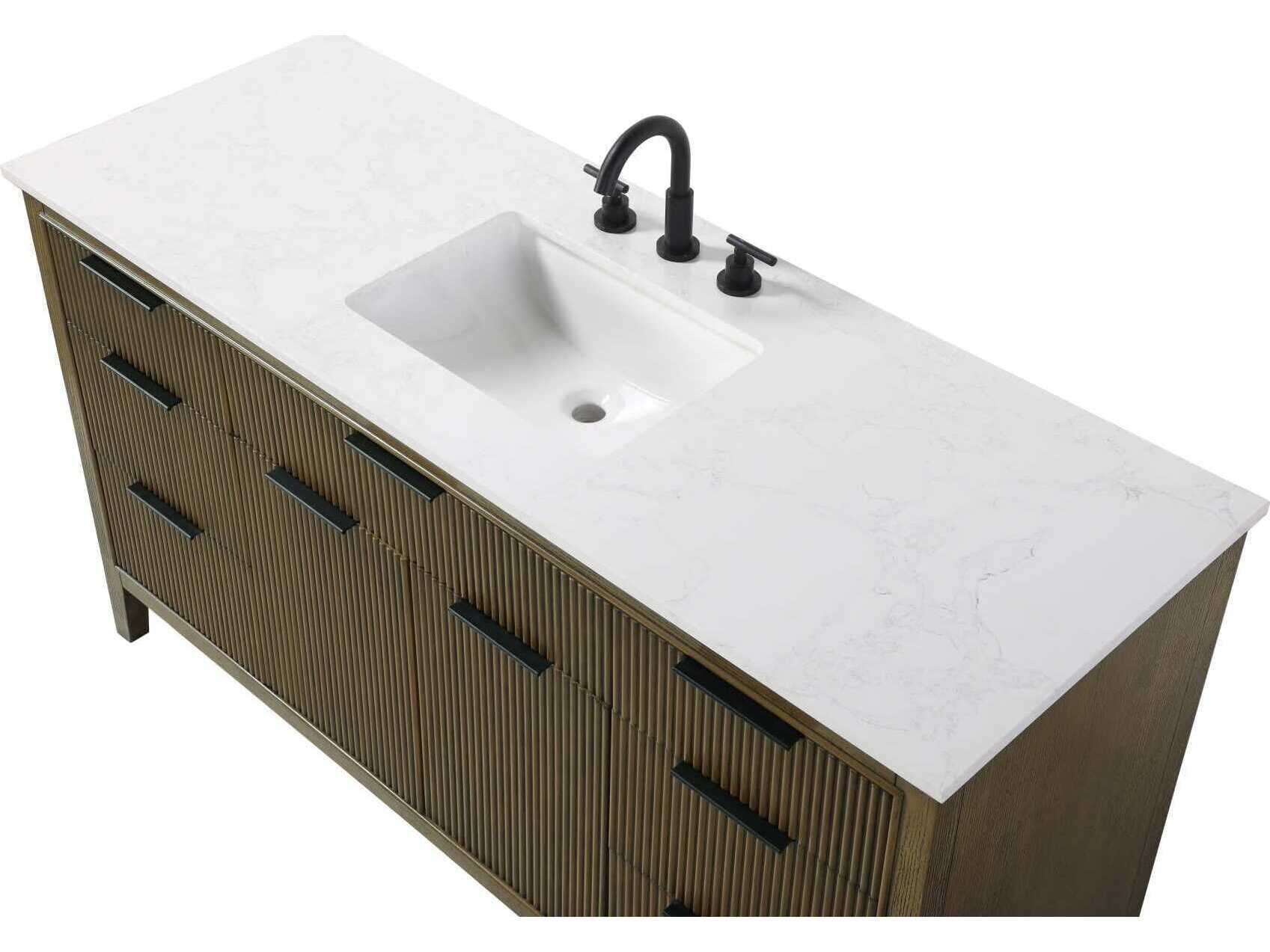 Elegant Lighting Langston 60" Hazel Oak Vanity