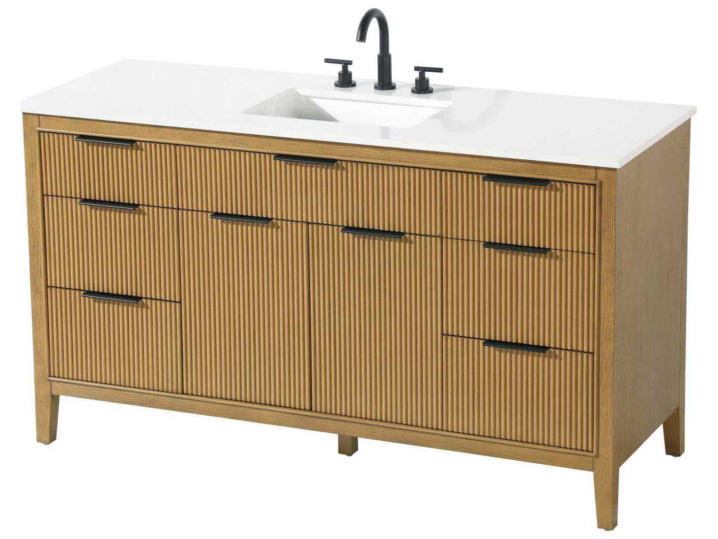 Elegant Lighting Langston 60" Honey Teak Vanity