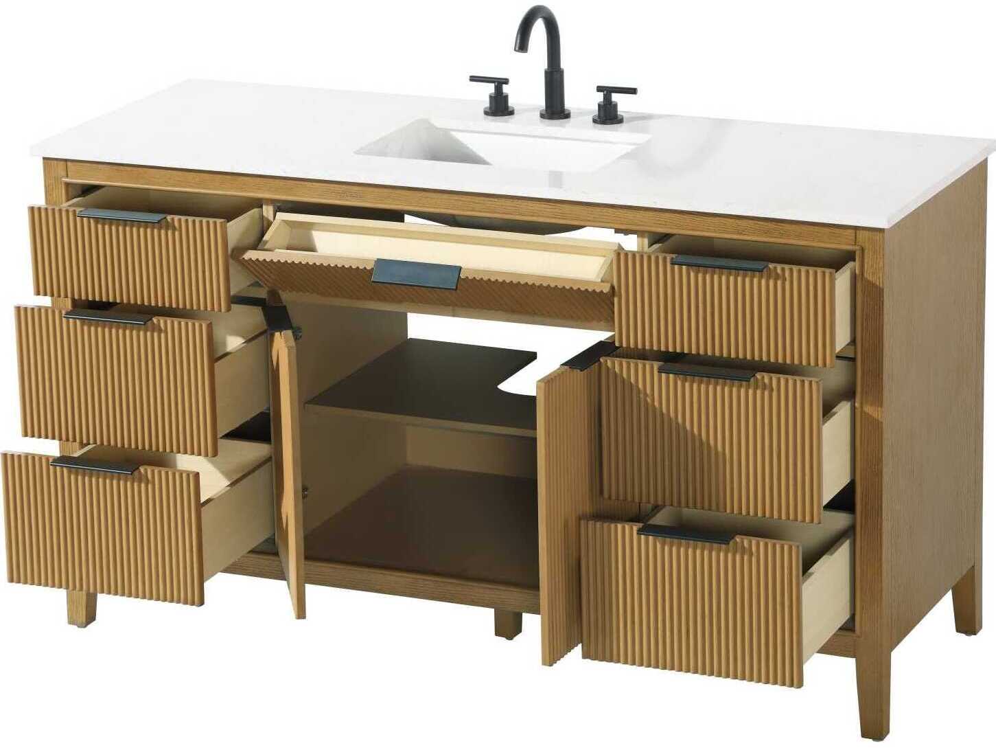 Elegant Lighting Langston 60" Honey Teak Vanity