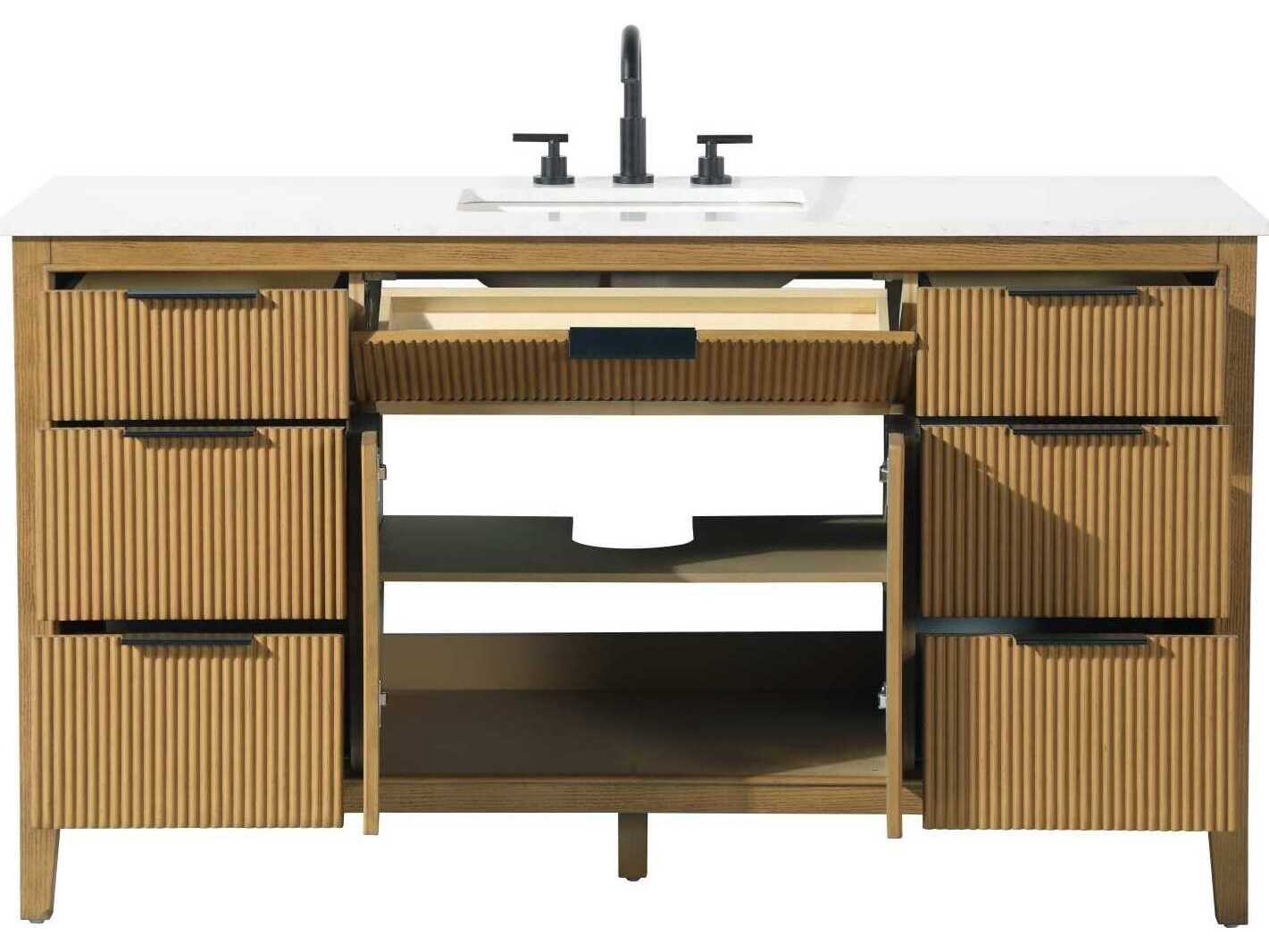Elegant Lighting Langston 60" Honey Teak Vanity