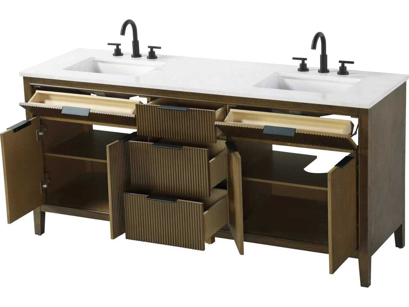 Elegant Lighting Langston 72" Hazel Oak Vanity