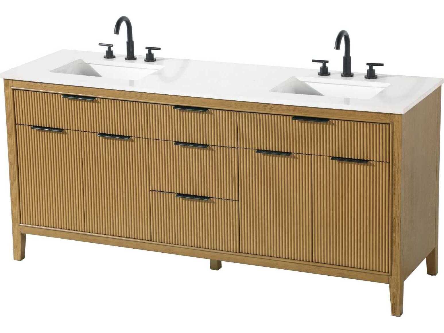 Elegant Lighting Langston 72" Honey Teak Vanity