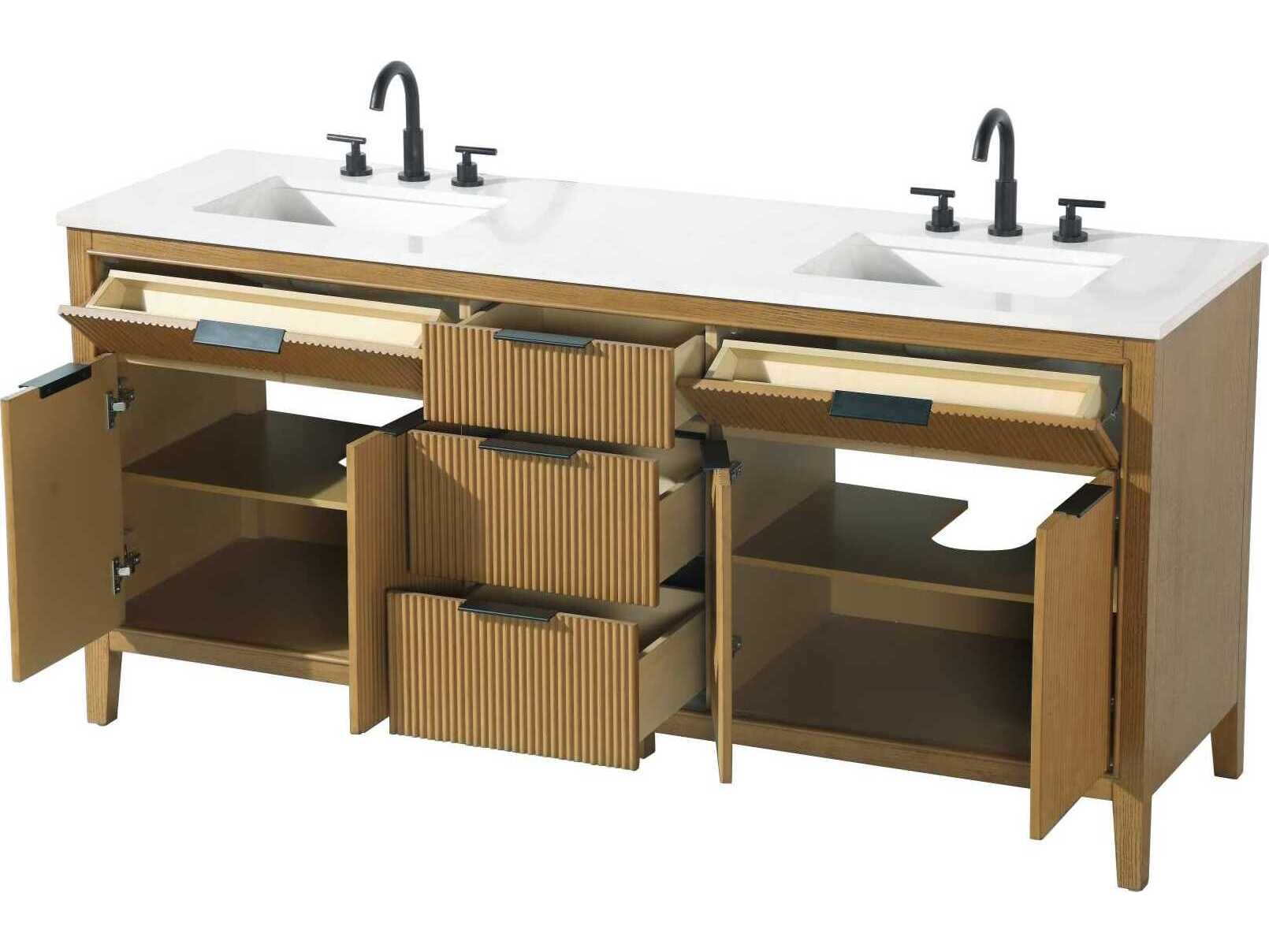 Elegant Lighting Langston 72" Honey Teak Vanity