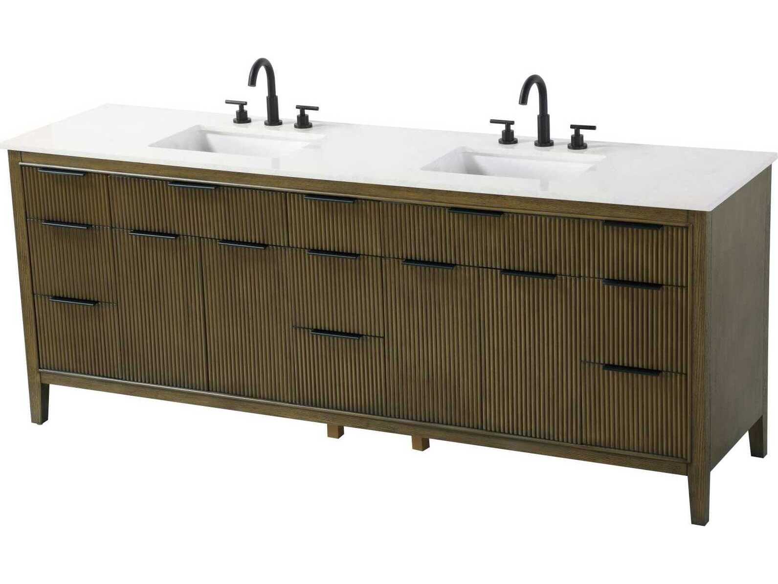 Elegant Lighting Langston 84" Hazel Oak Vanity