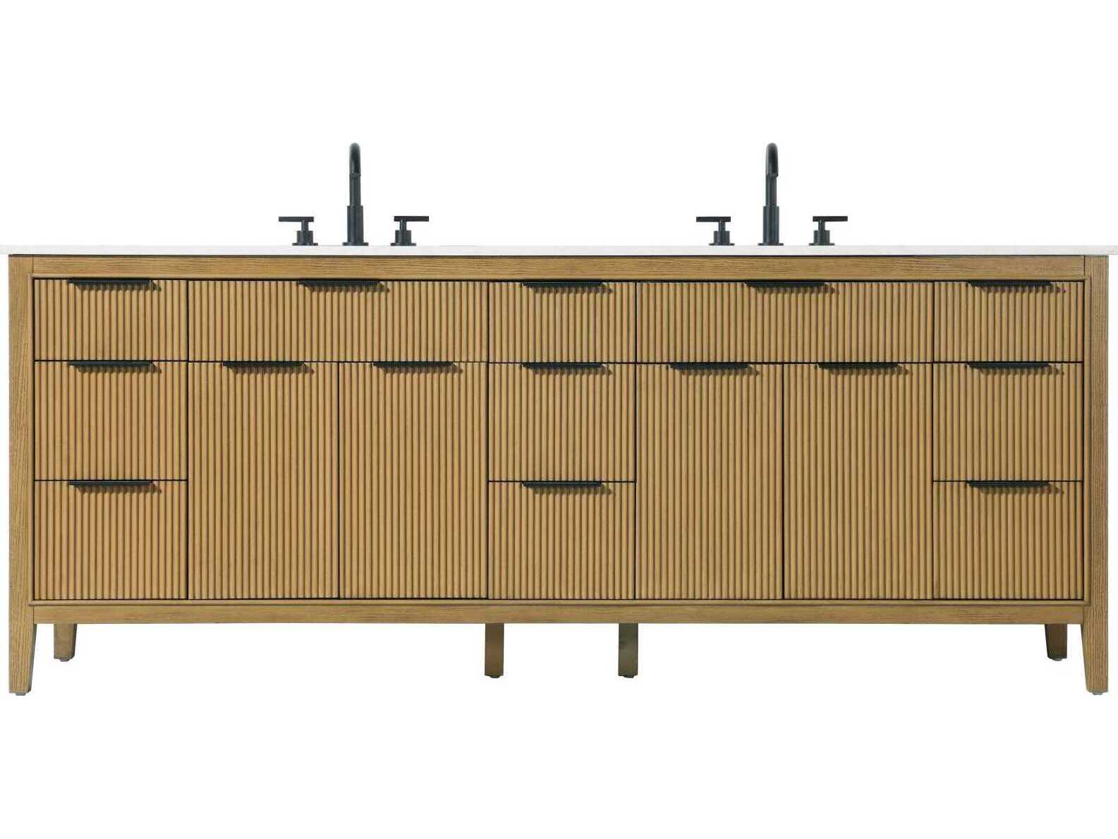 Elegant Lighting Langston 84" Honey Teak Vanity
