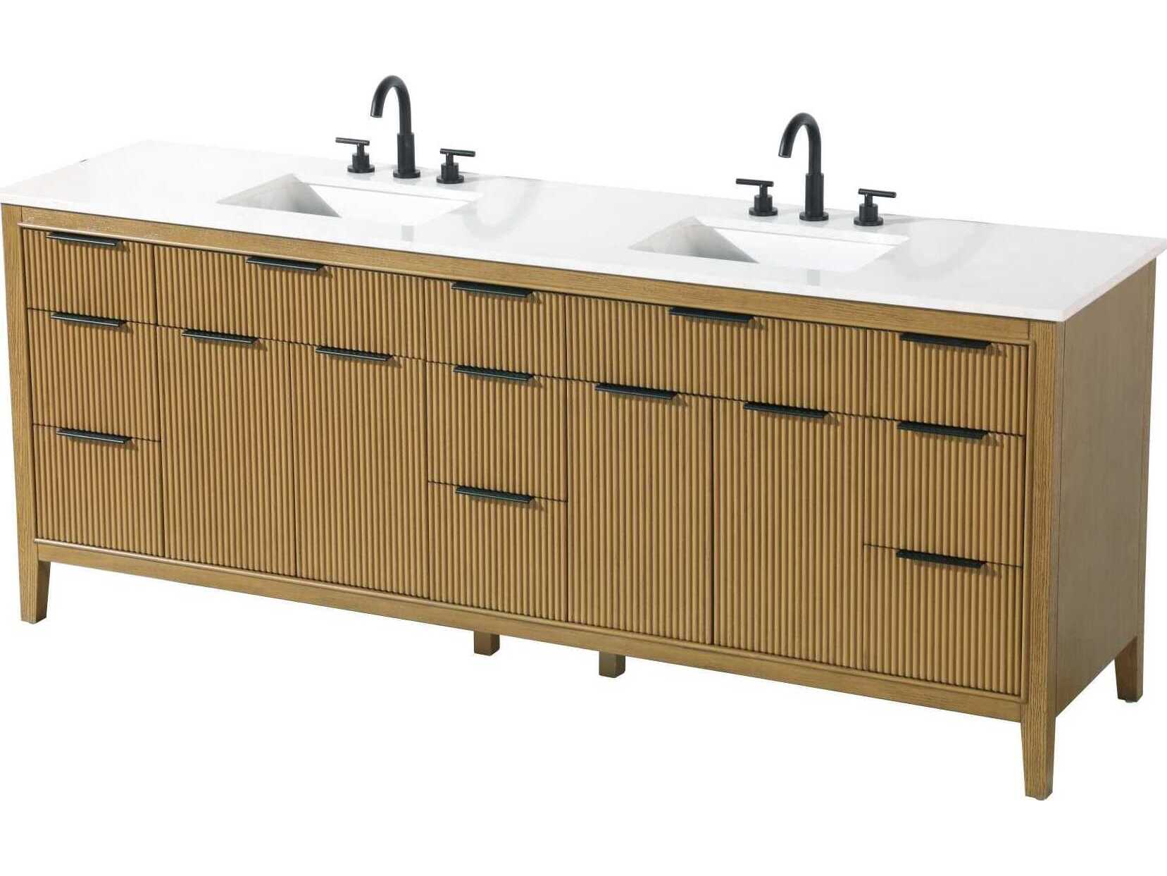 Elegant Lighting Langston 84" Honey Teak Vanity