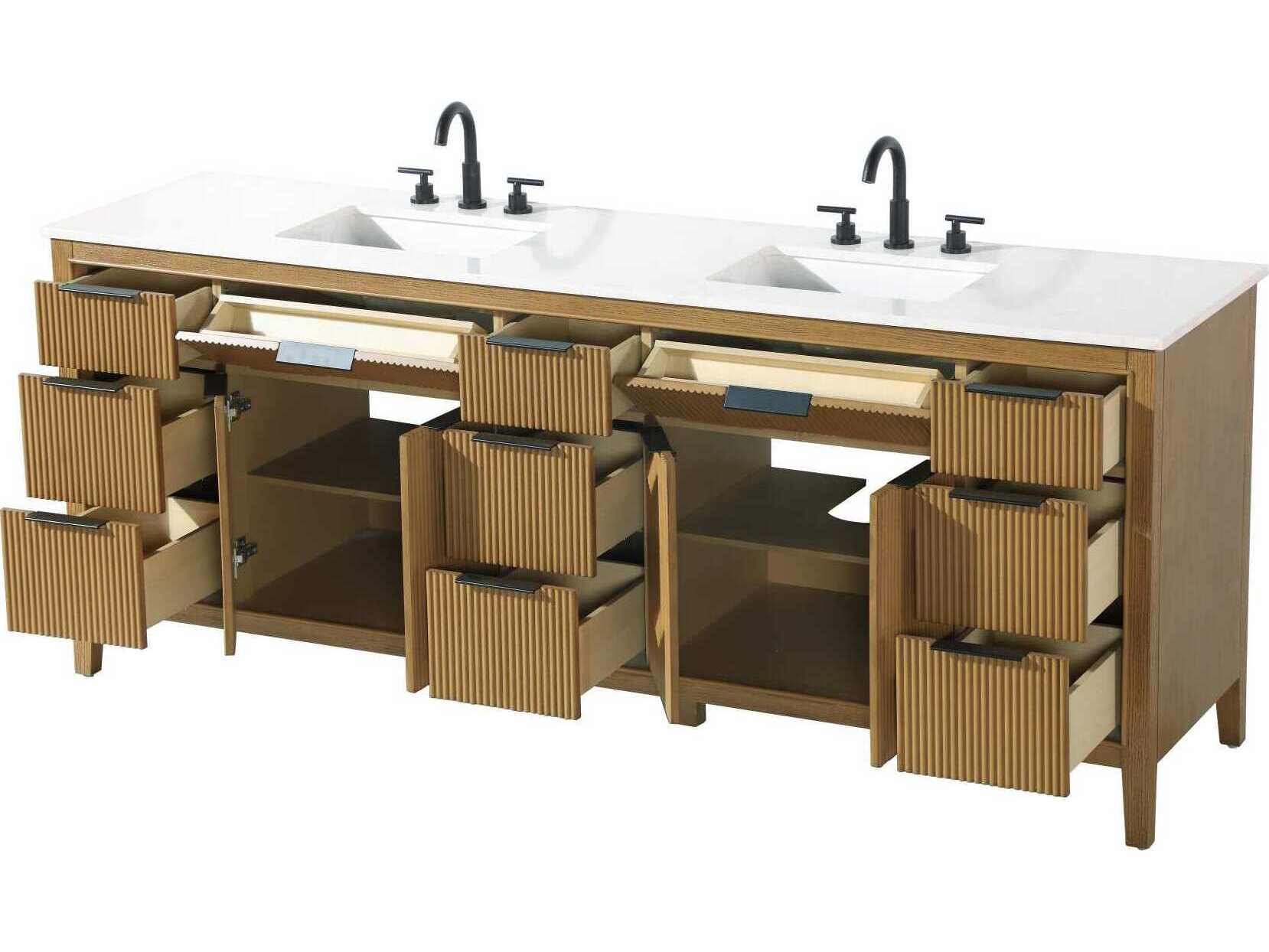 Elegant Lighting Langston 84" Honey Teak Vanity