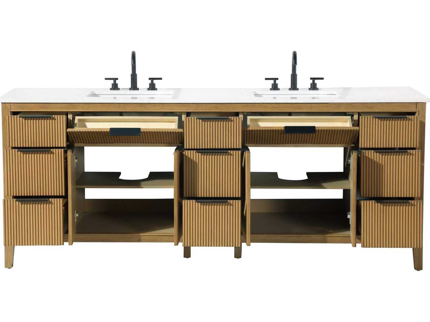 Elegant Lighting Langston 84" Honey Teak Vanity