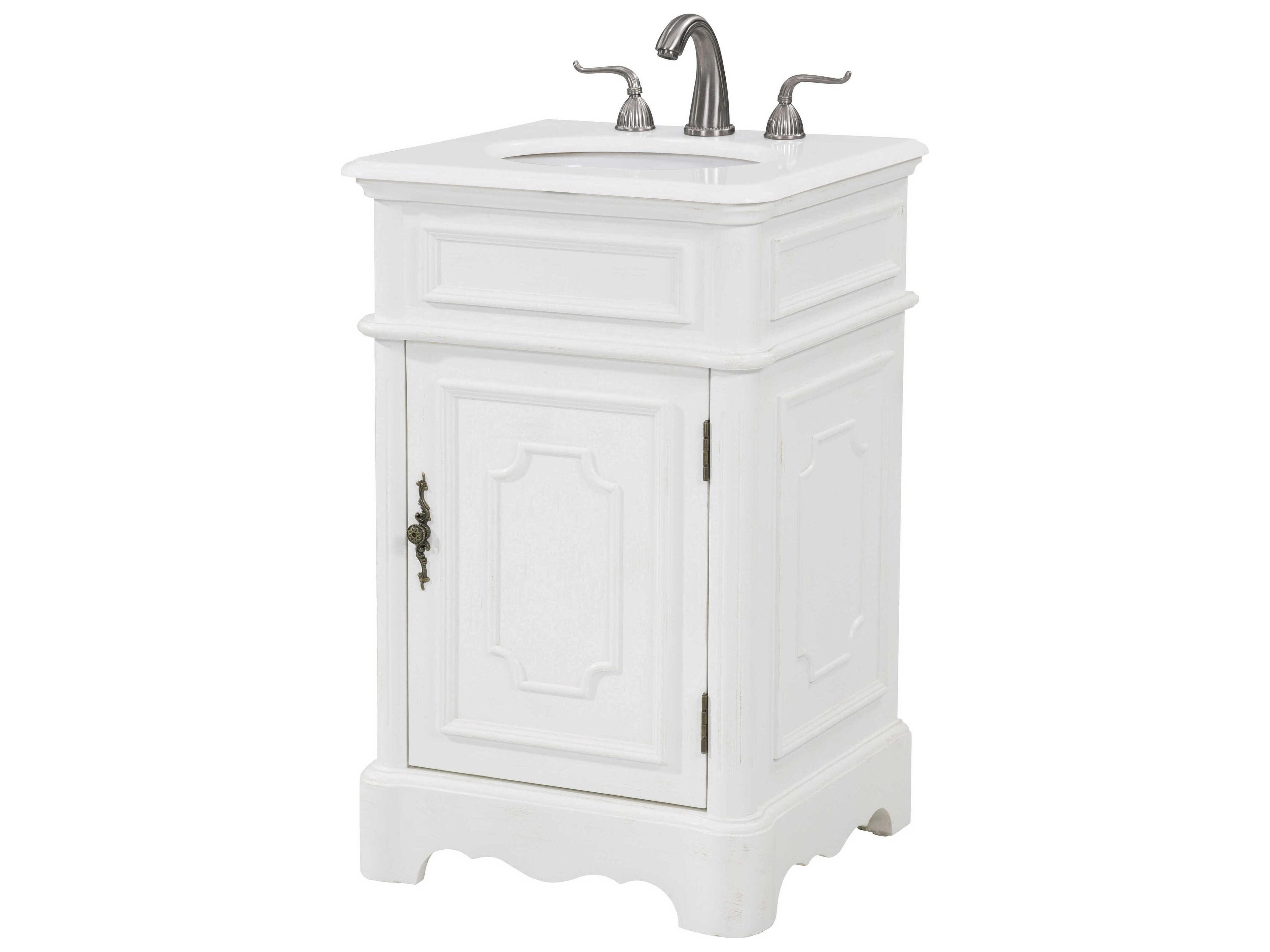 Elegant Lighting Retro Antique White 21" Vanity with Ivory White Quartz Countertop